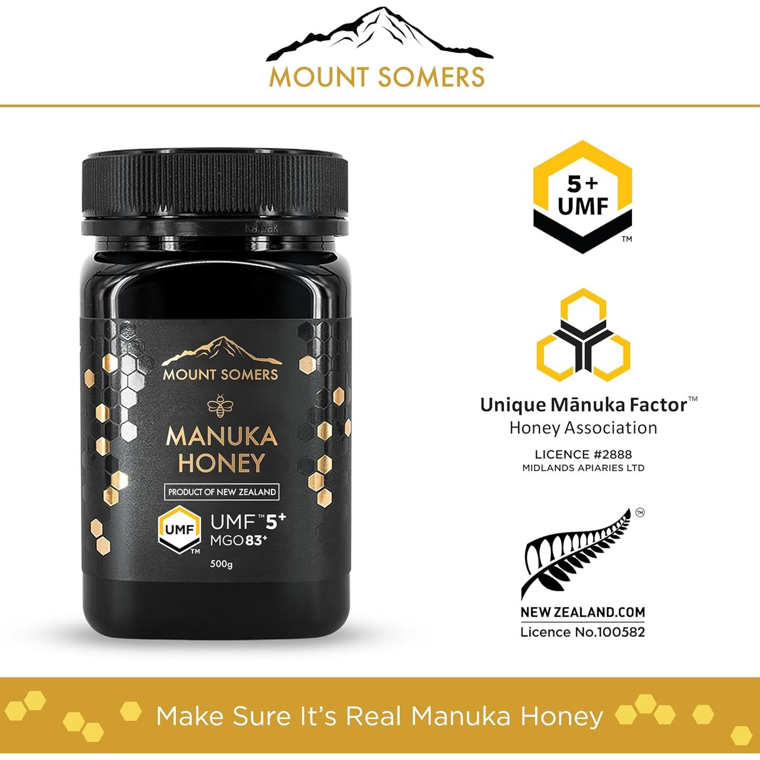 Miel de Manuka Cruda Mount Somers 500g UMF 5+ MGO 83+