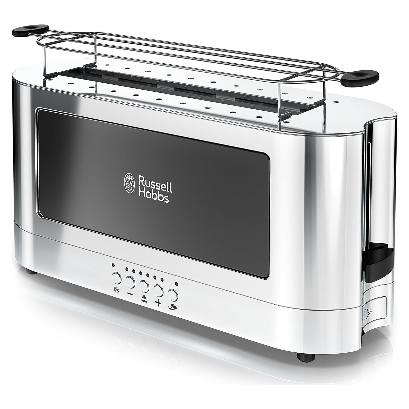 Russell Hobbs 2-Slice Glass Accent Long Toaster, Black & Stainless Steel, TRL9300BKR