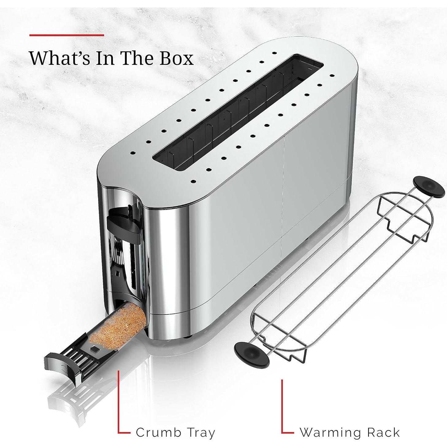 Russell Hobbs 2-Slice Glass Accent Long Toaster, Black & Stainless Steel, TRL9300BKR