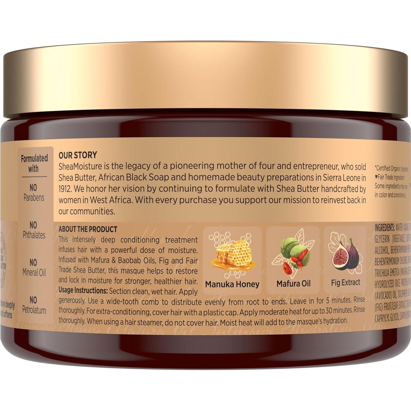 Mascarilla Capilar Hidratante SheaMoisture 326g Miel y Aceite de Mafura