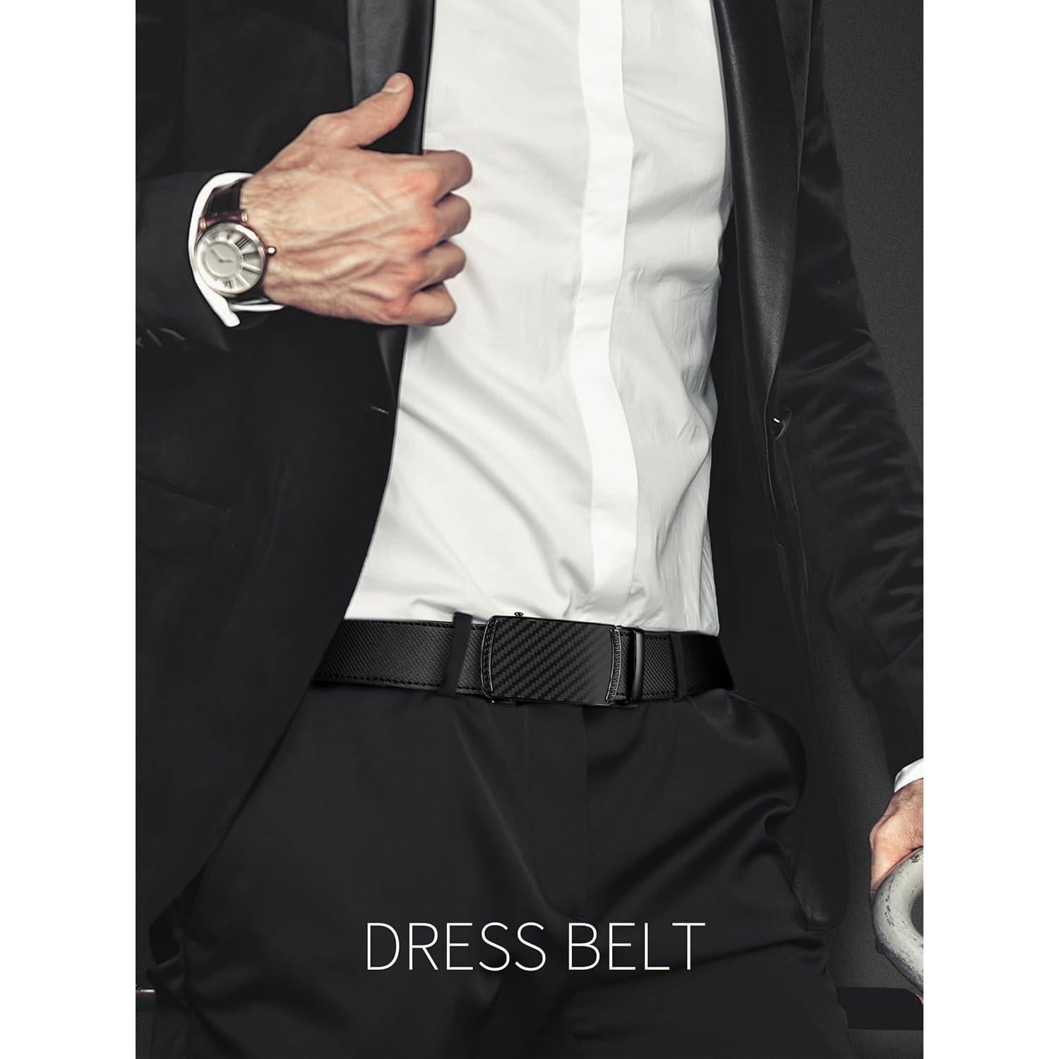 Cinturón de Cuero para Hombre Ajustable 3,5 cm Trinquete