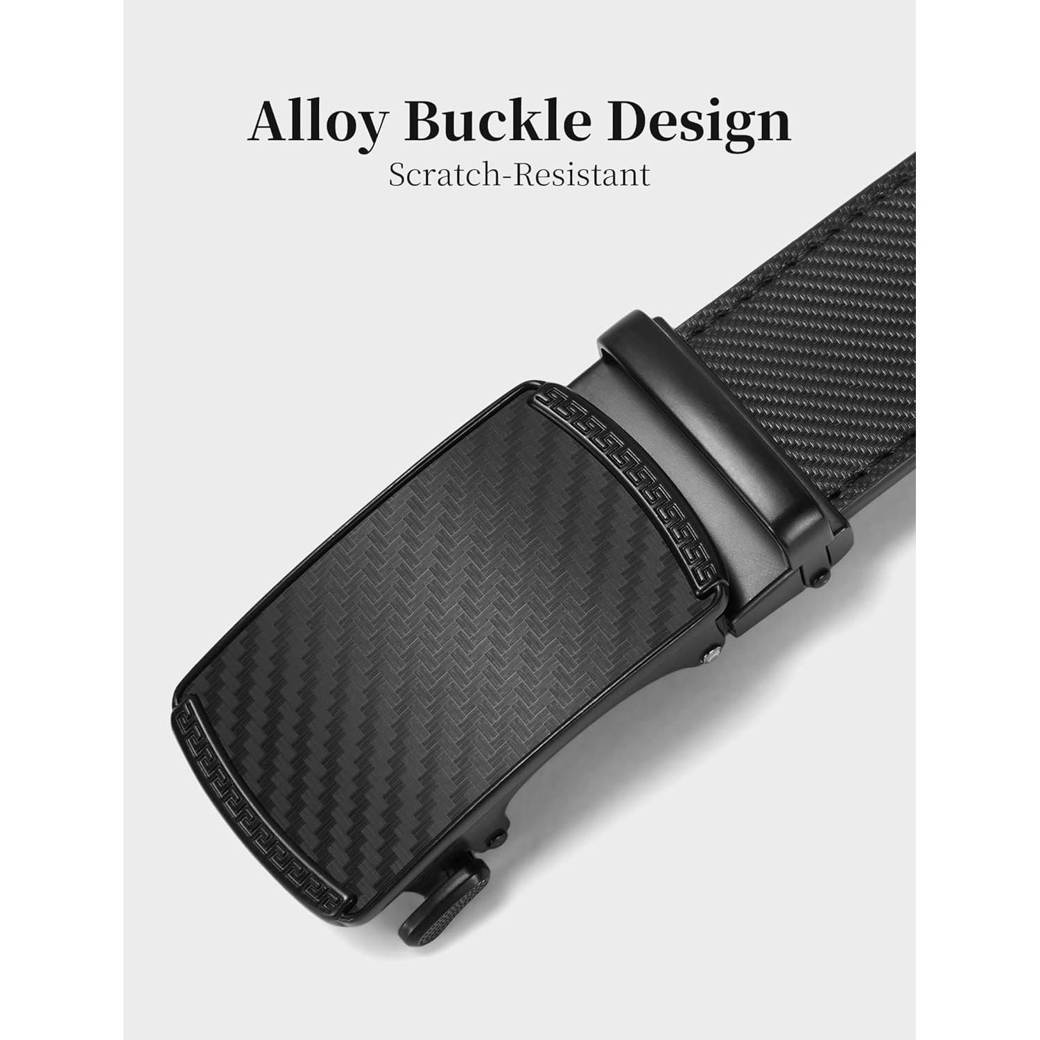 Cinturón de Cuero para Hombre Ajustable 3,5 cm Trinquete