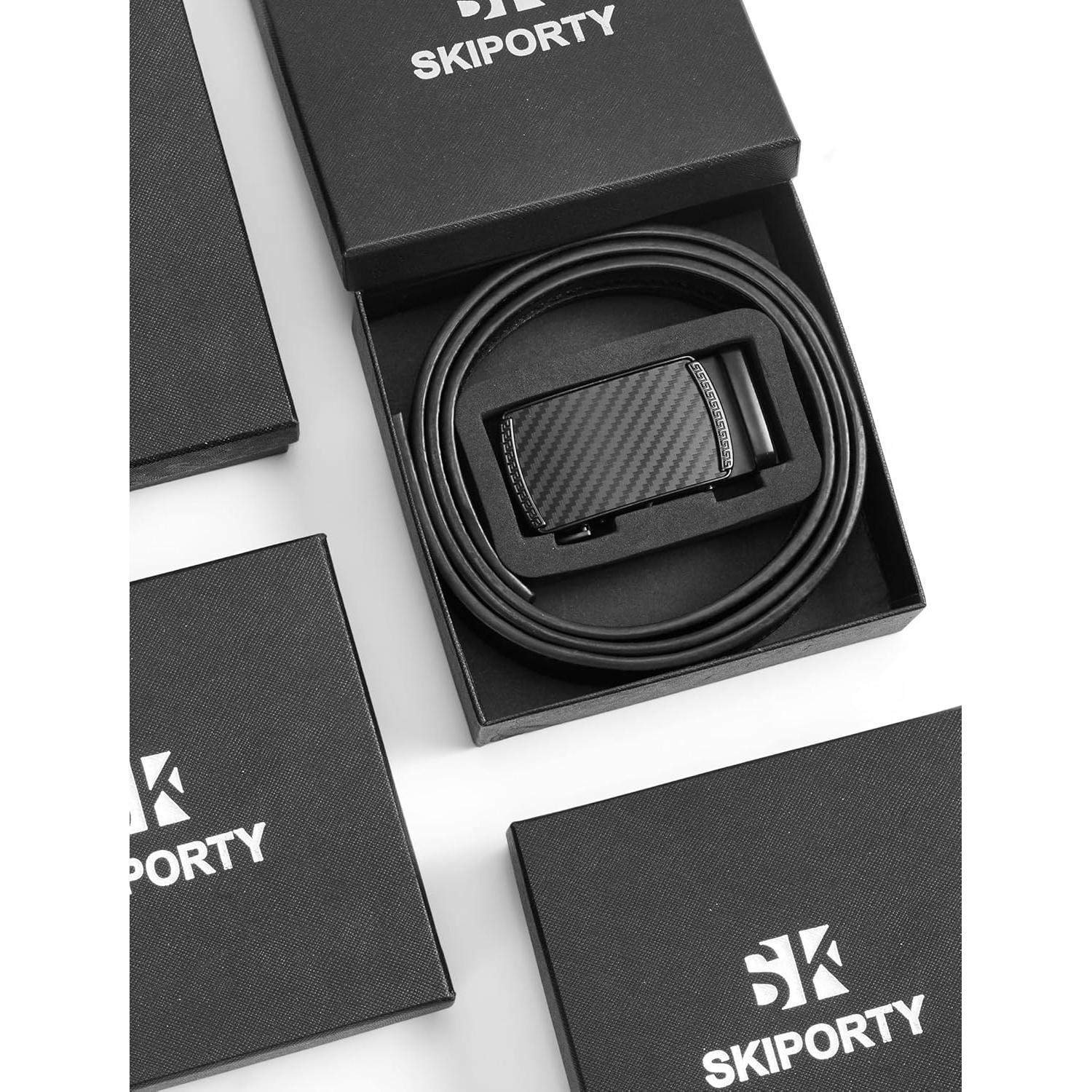 Cinturón de Cuero para Hombre Ajustable 3,5 cm Trinquete