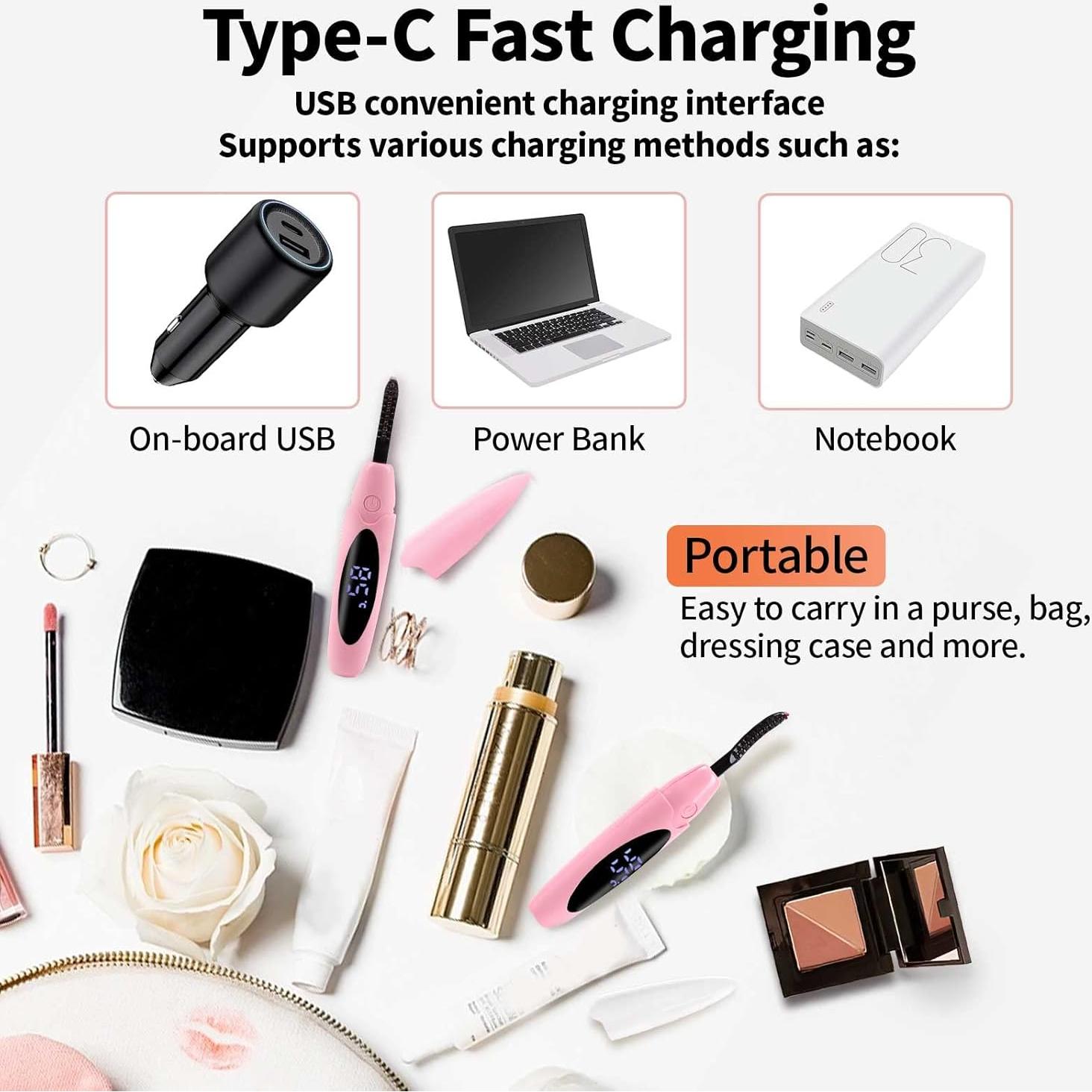 Rizador de Pestañas Eléctrico EYECURL Rosa Recargable