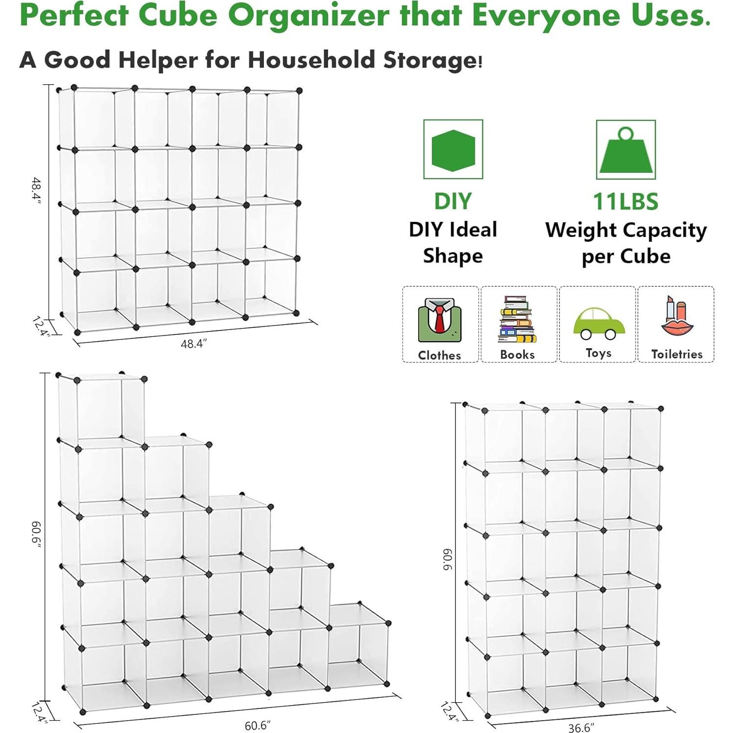 Organizador de Almacenamiento en Cubo C&AHOME 16 Cubos 122.7x31.5x122.7 cm