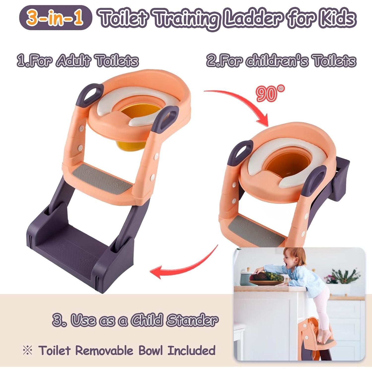 Asiento de Entrenamiento para Baño VIDUTC 3 en 1 Rosa