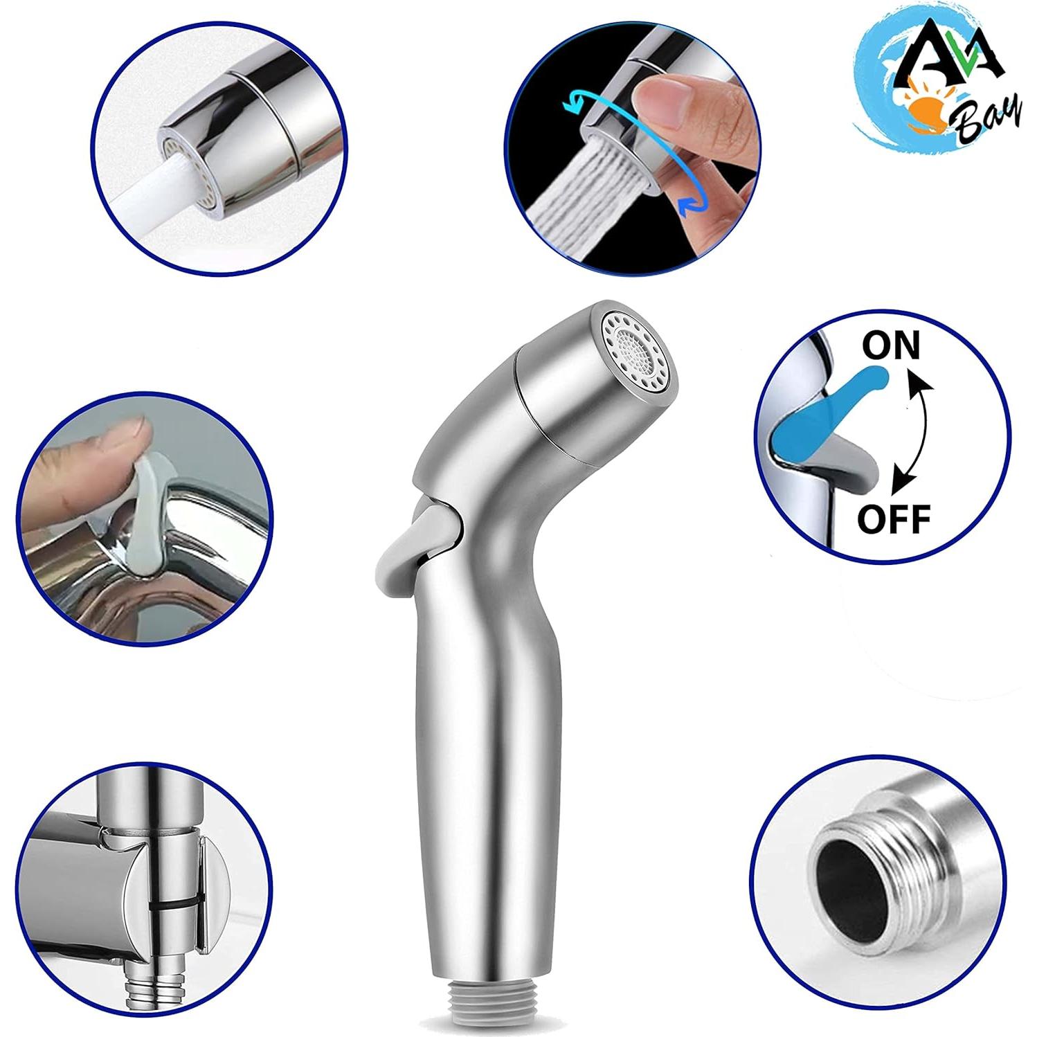 Cabezal de Rociador Dual AVAbay Cromado para Higiene y Limpieza