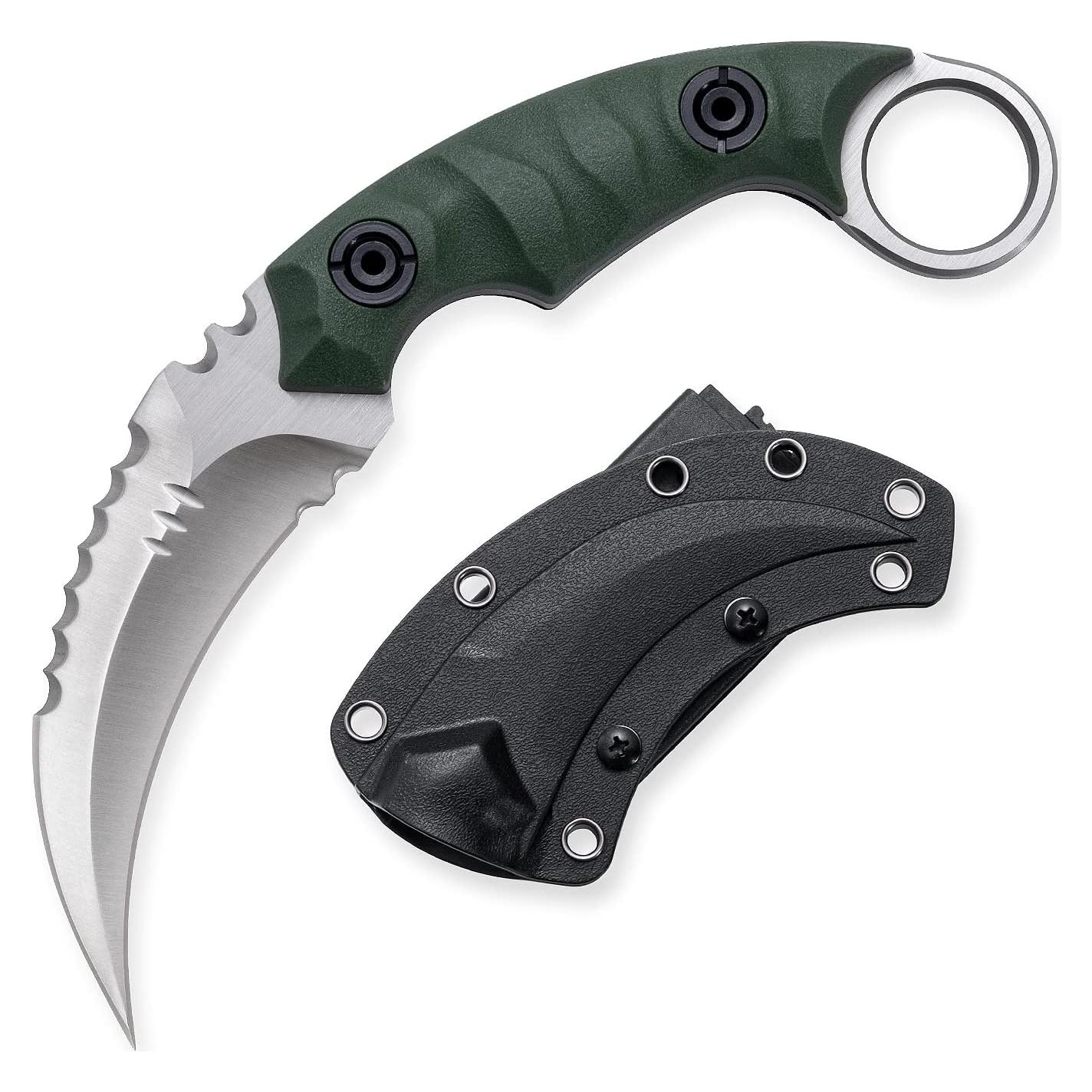 Cuchillo Fijo OOULORE D2 18 cm EDC Táctico Verde/Plata