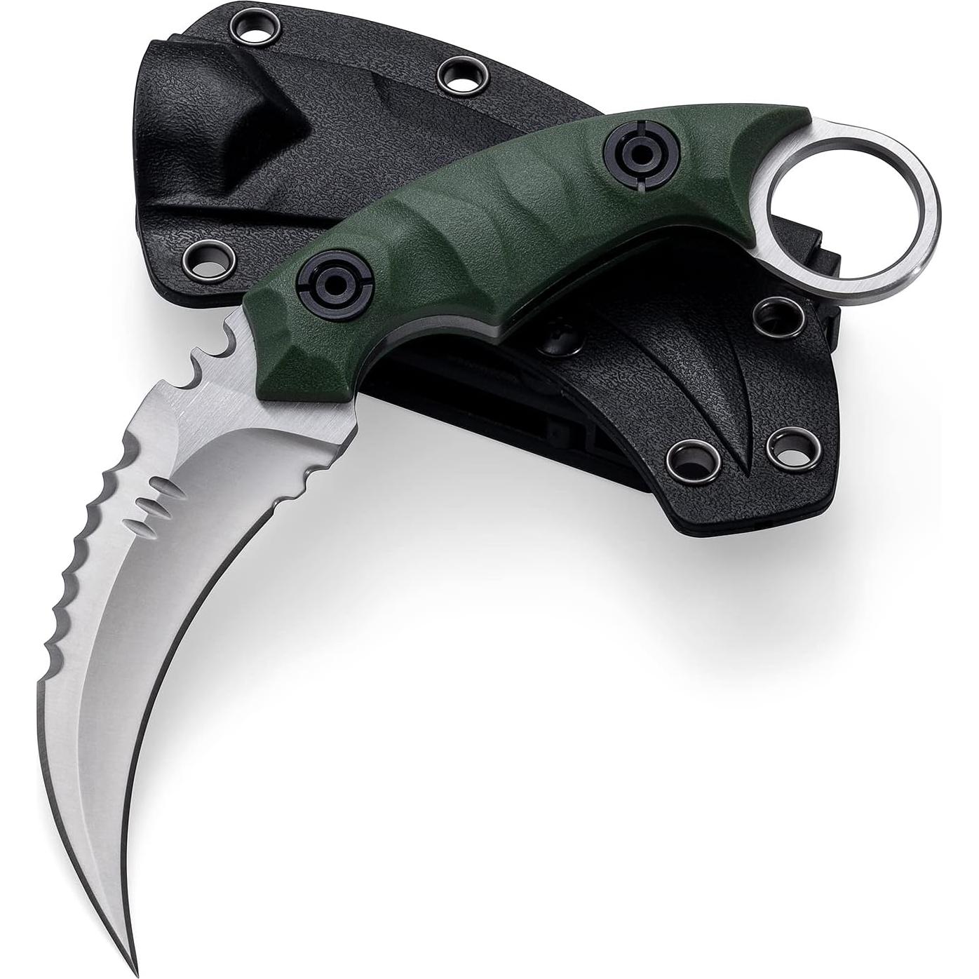 Cuchillo Fijo OOULORE D2 18 cm EDC Táctico Verde/Plata