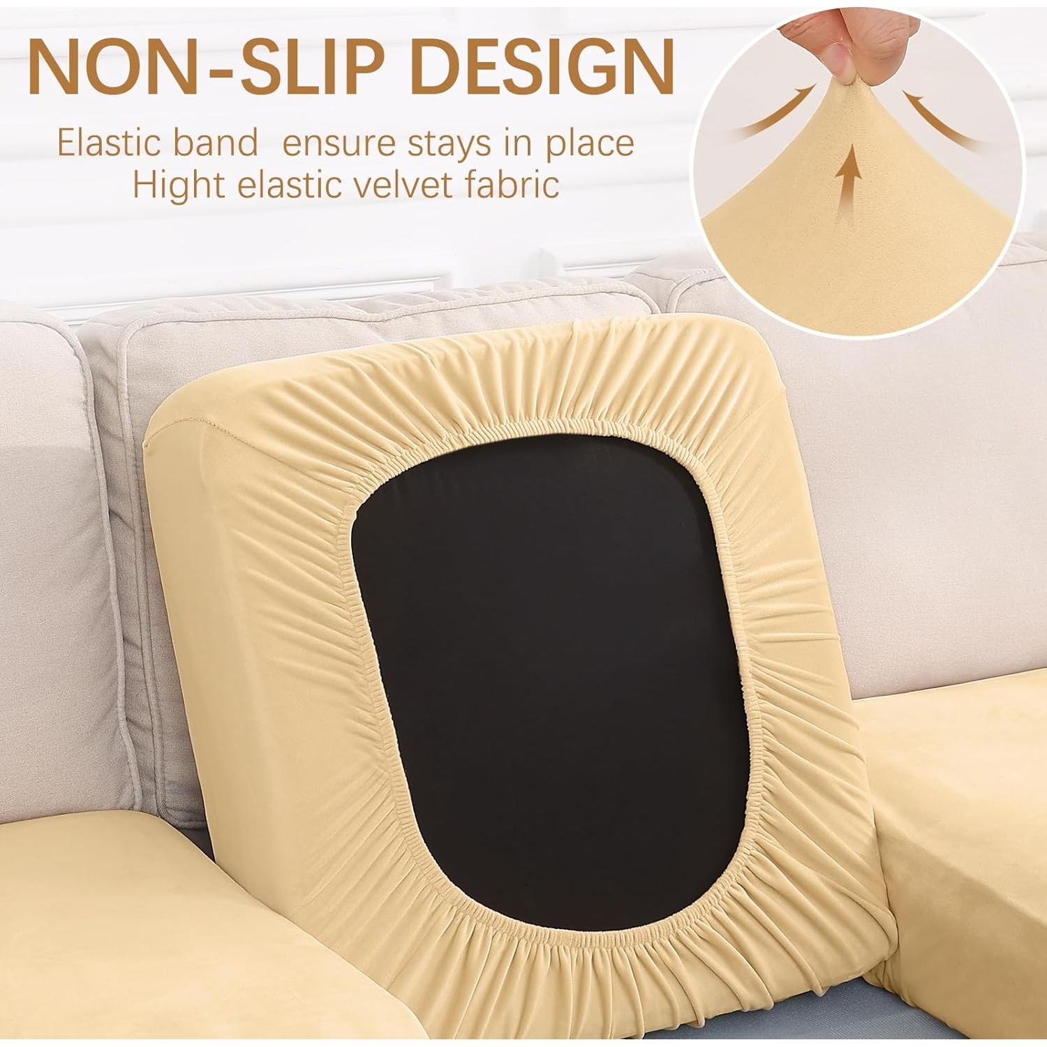 Fundas de Cojín de Terciopelo Hyha 2PC Beige Lavables