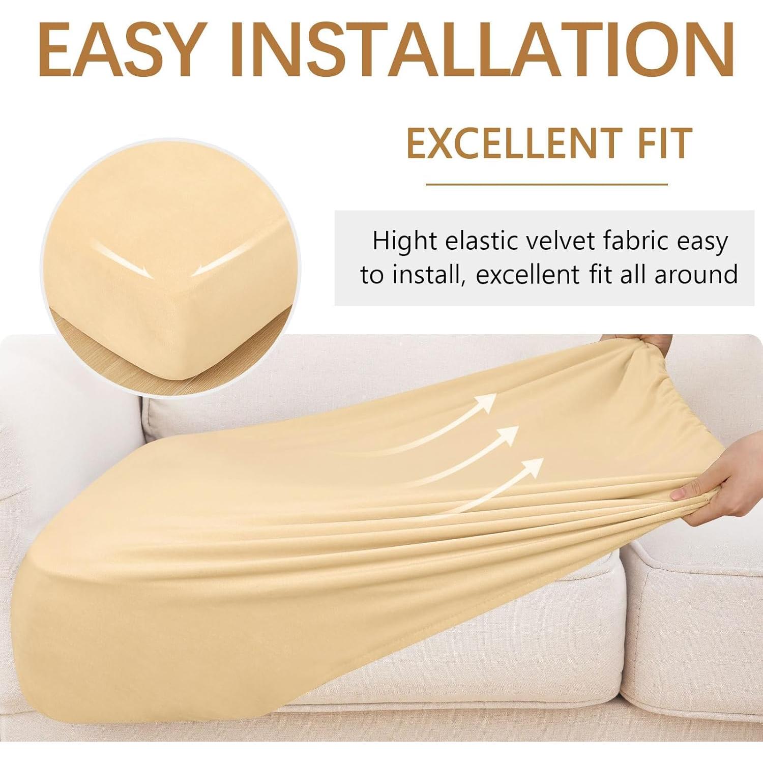 Fundas de Cojín de Terciopelo Hyha 2PC Beige Lavables