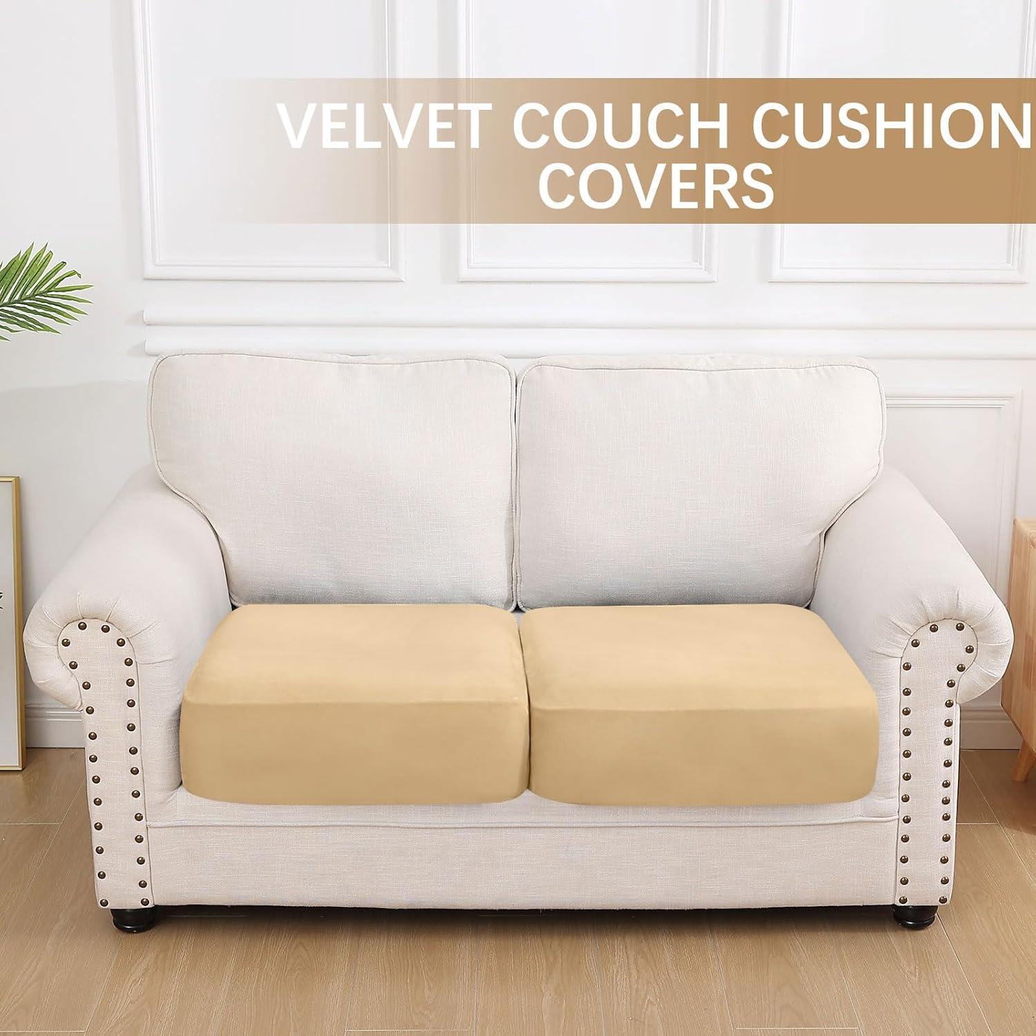 Fundas de Cojín de Terciopelo Hyha 2PC Beige Lavables