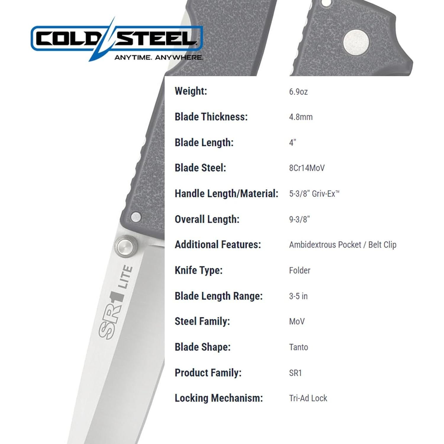 Cuchillo Plegable Táctico Cold Steel SR1 Lite 10.16 cm Acero 8Cr14MoV