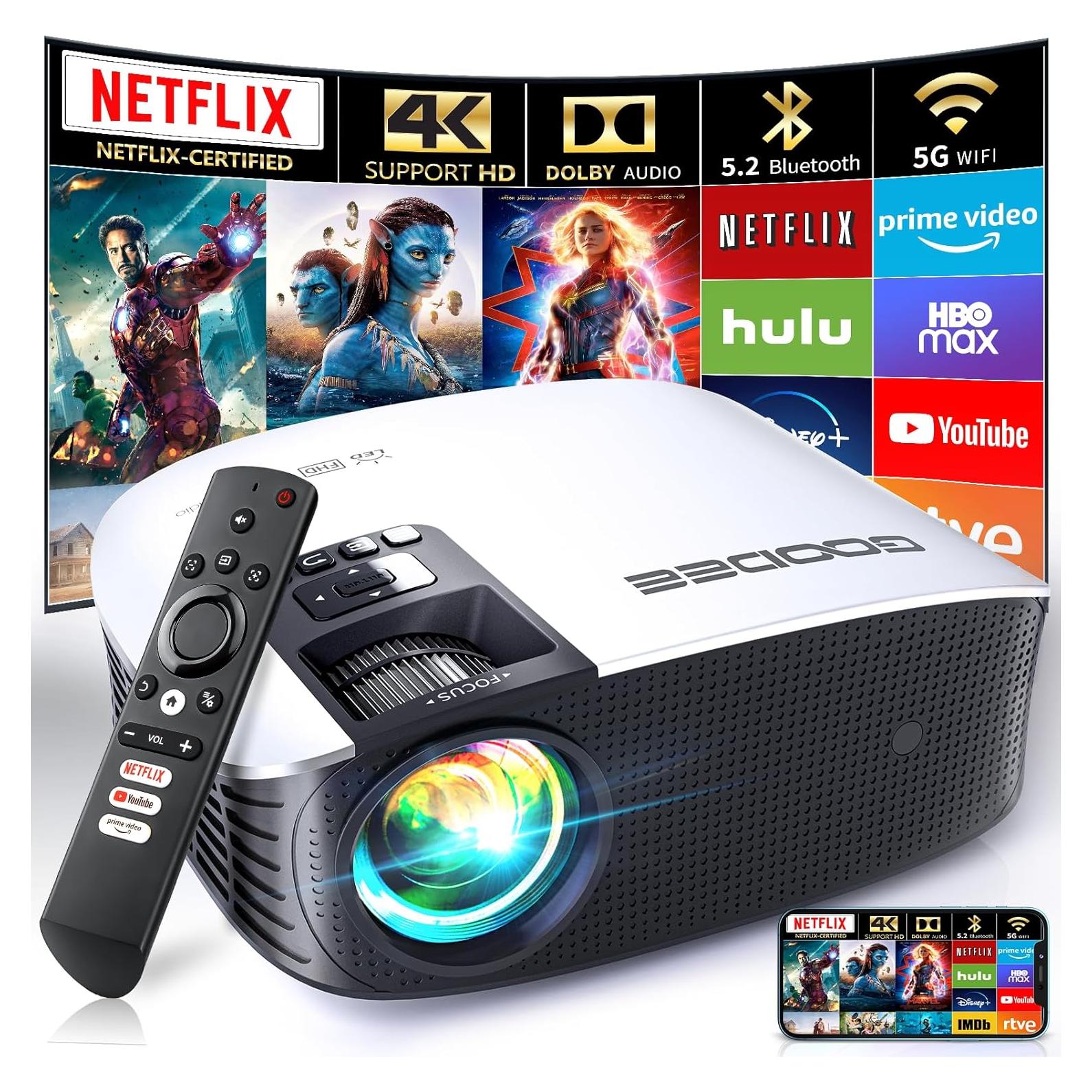 Proyector GooDee 4K WiFi 5G Bluetooth 800 Lúmenes 400"