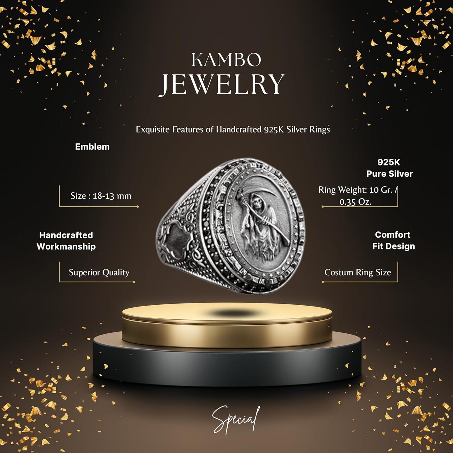 Anillo KAMBO Calavera Grim Reaper Plata 925 Joyería Gótica