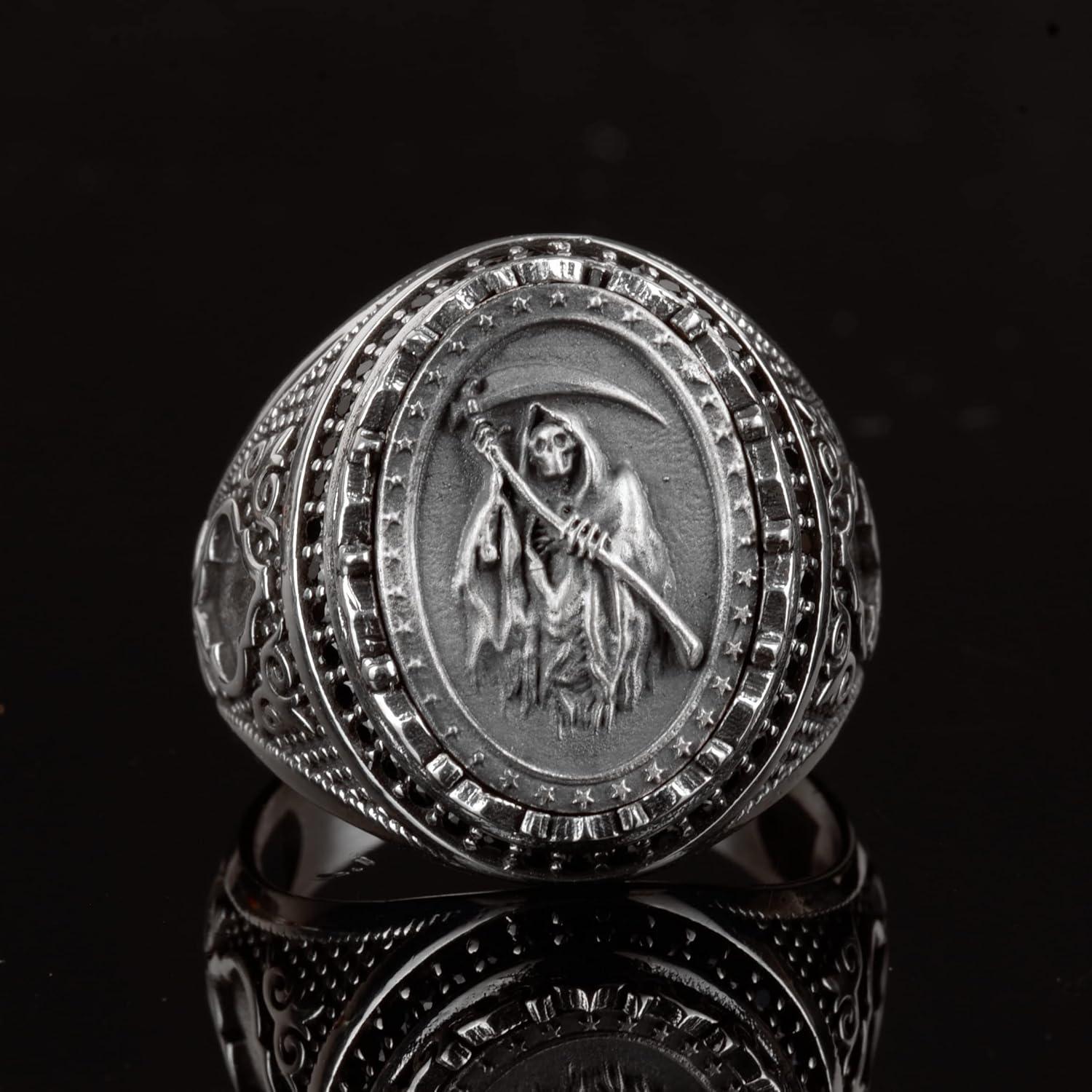 Anillo KAMBO Calavera Grim Reaper Plata 925 Joyería Gótica