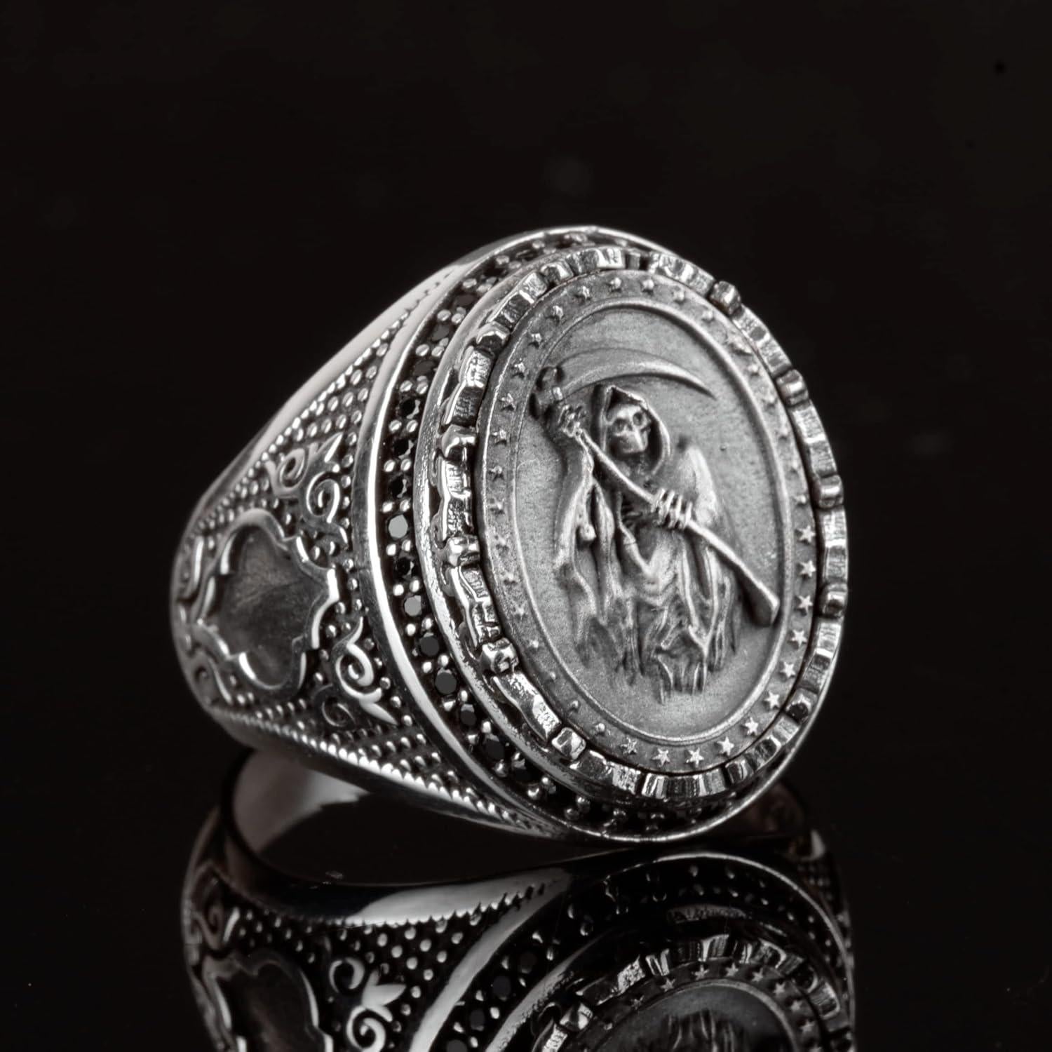 Anillo KAMBO Calavera Grim Reaper Plata 925 Joyería Gótica