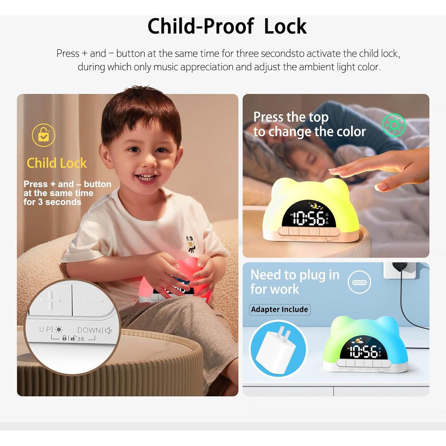Reloj Despertador Digital Hournor para Niños con Luz Nocturna