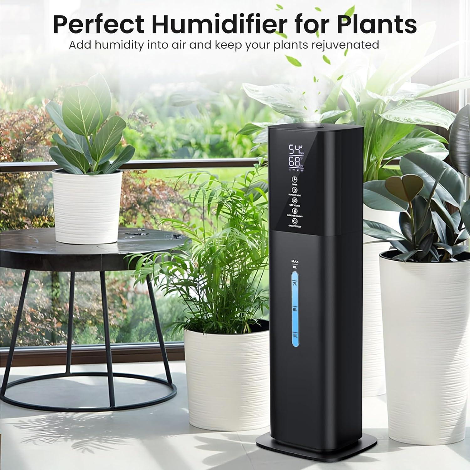 Humidificador Ultrasónico Honovos 8L Negro 3 Velocidades Luz LED