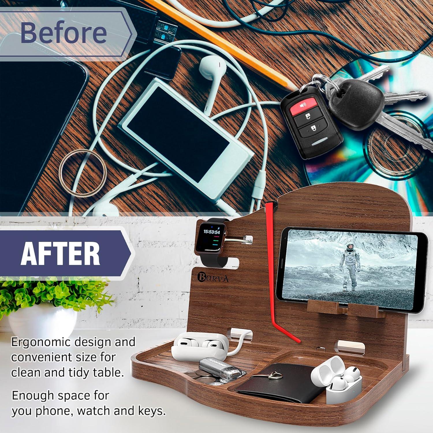 Estación de Acoplamiento BarvA | Soporte para Teléfono Nuez Oscura