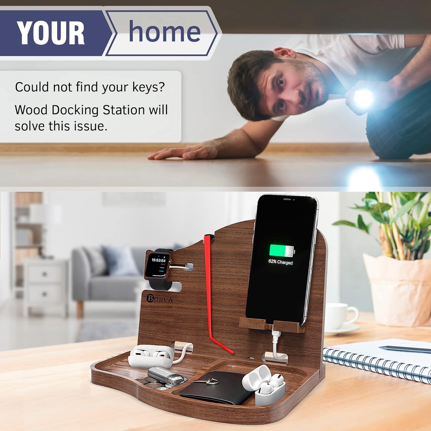 Estación de Acoplamiento BarvA | Soporte para Teléfono Nuez Oscura