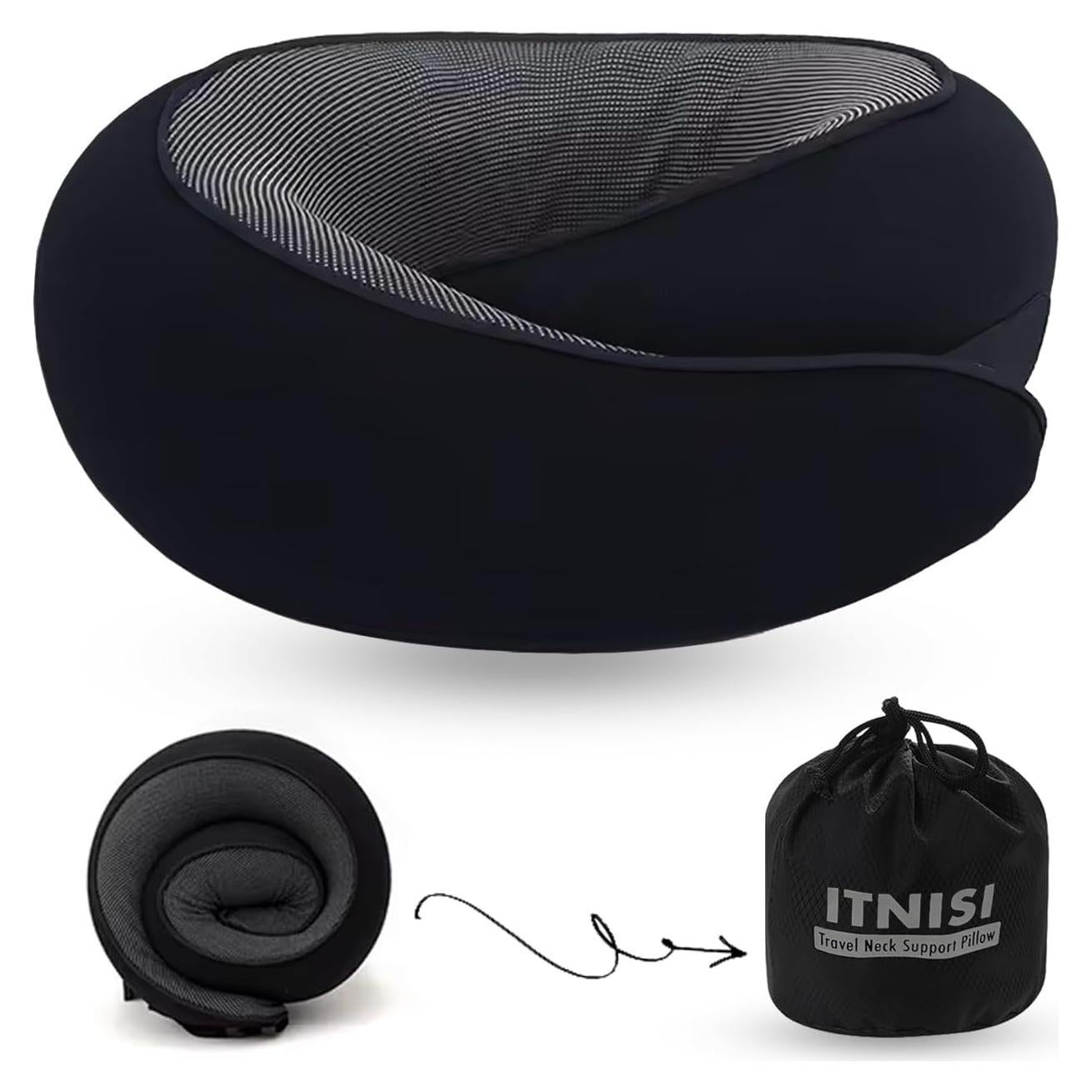 Almohada de Viaje Itnisi Travel Pro Espuma de Memoria Ajustable