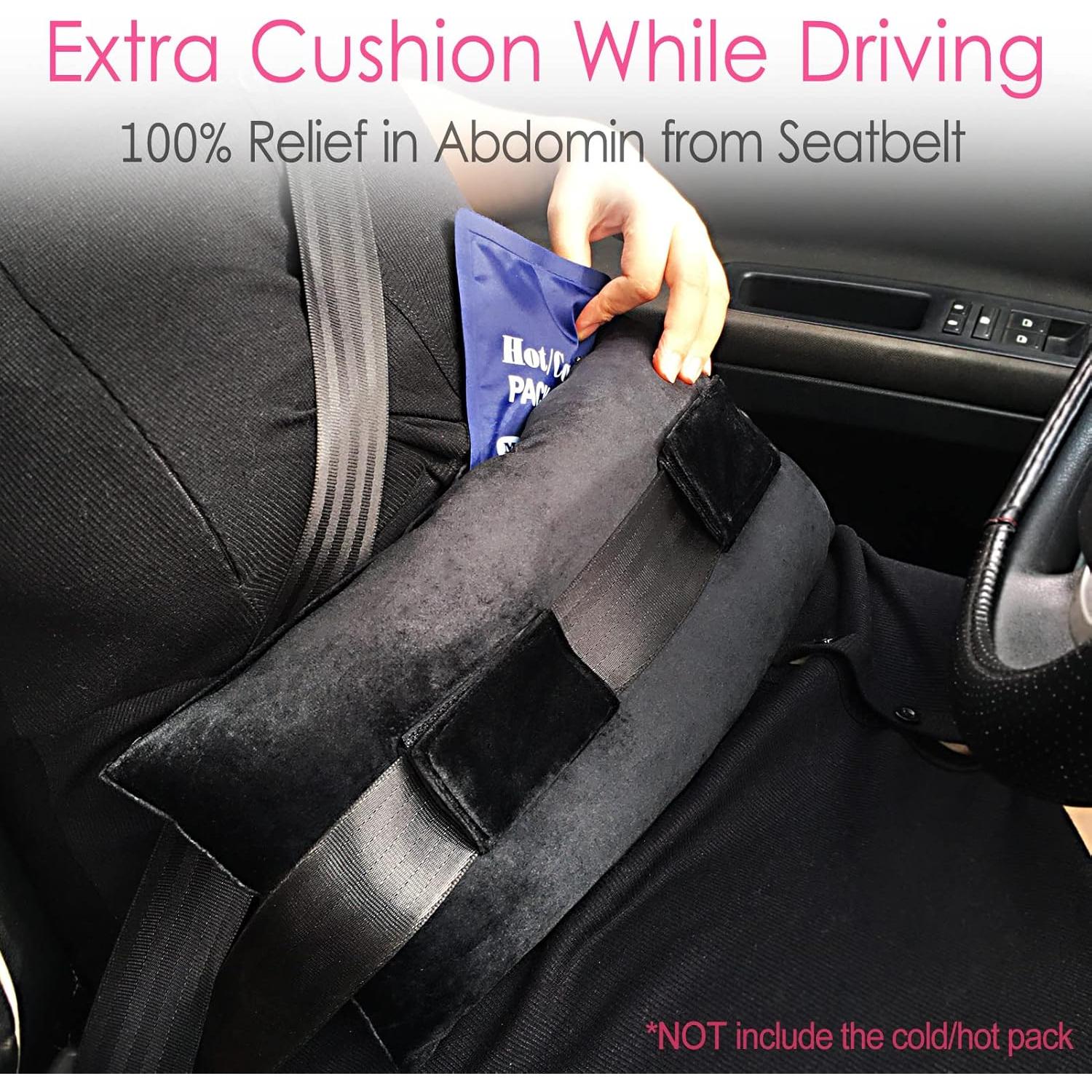 Hysterectomy Pillow Post Abdominal Surgery Seatbelt Pillows with Pocket Myomectomy Comfort Cushion for Tummy Tuck C-Section Belly Incision Recovery Gifts Women Patients, Black Velvet, 1 Count