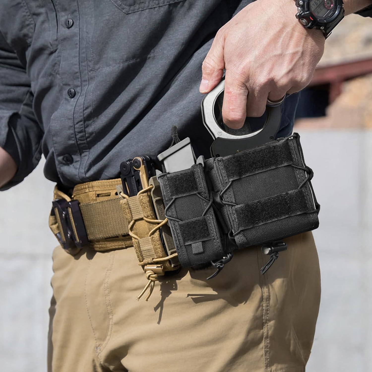 Bolsa Táctica LarKoo para Esposas y Cargador 9mm Negro