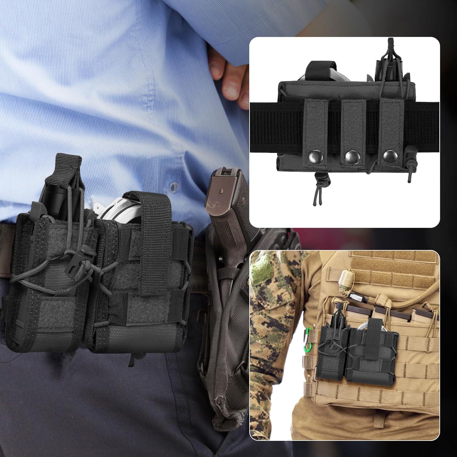 Bolsa Táctica LarKoo para Esposas y Cargador 9mm Negro