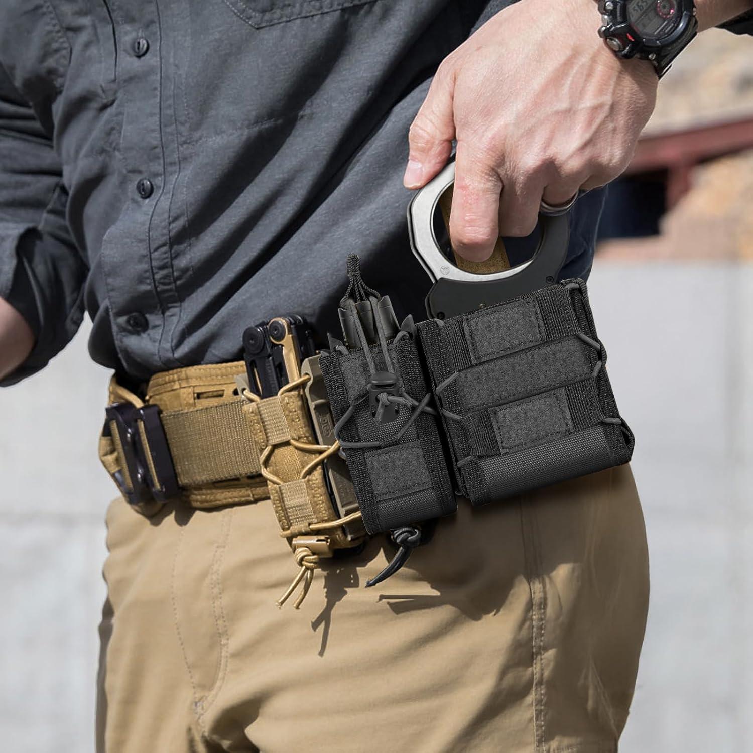 Bolsa Táctica LarKoo para Esposas y Cargador 9mm Negro