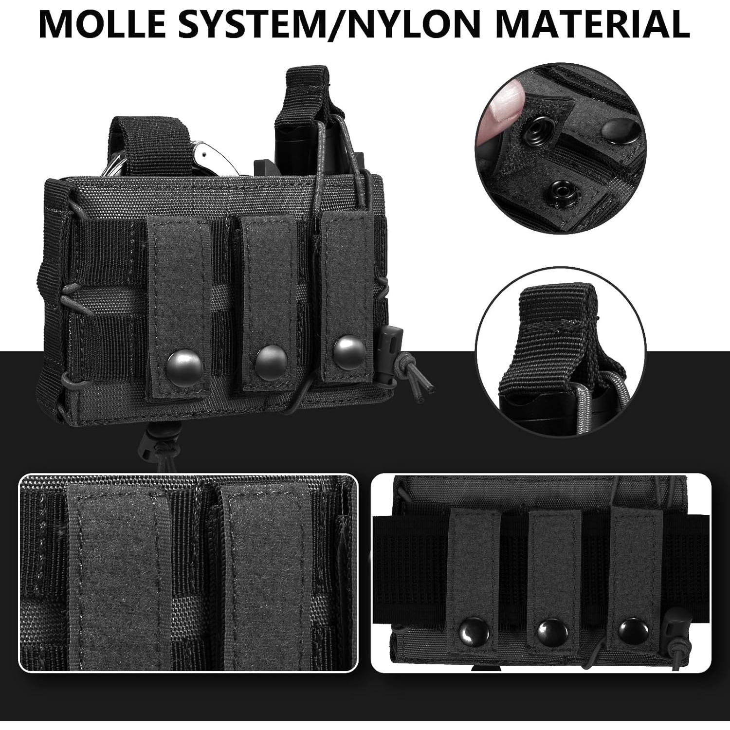 Bolsa Táctica LarKoo para Esposas y Cargador 9mm Negro