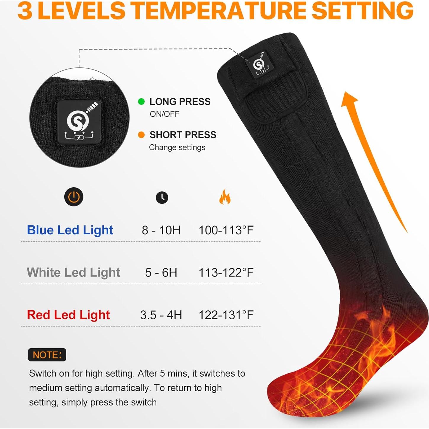 Calcetines Calentados SNOW DEER Unisex Eléctricos 7.4V