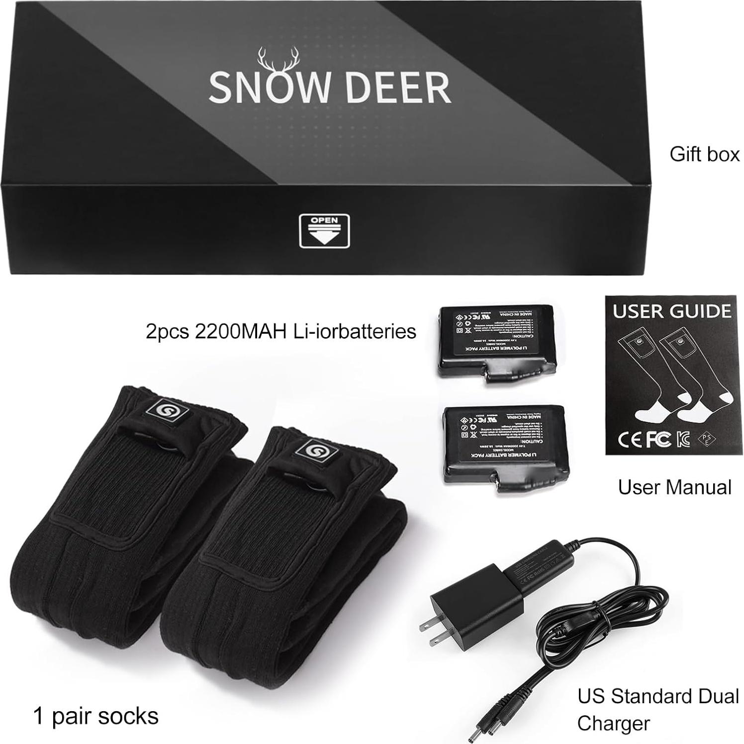 Calcetines Calentados SNOW DEER Unisex Eléctricos 7.4V