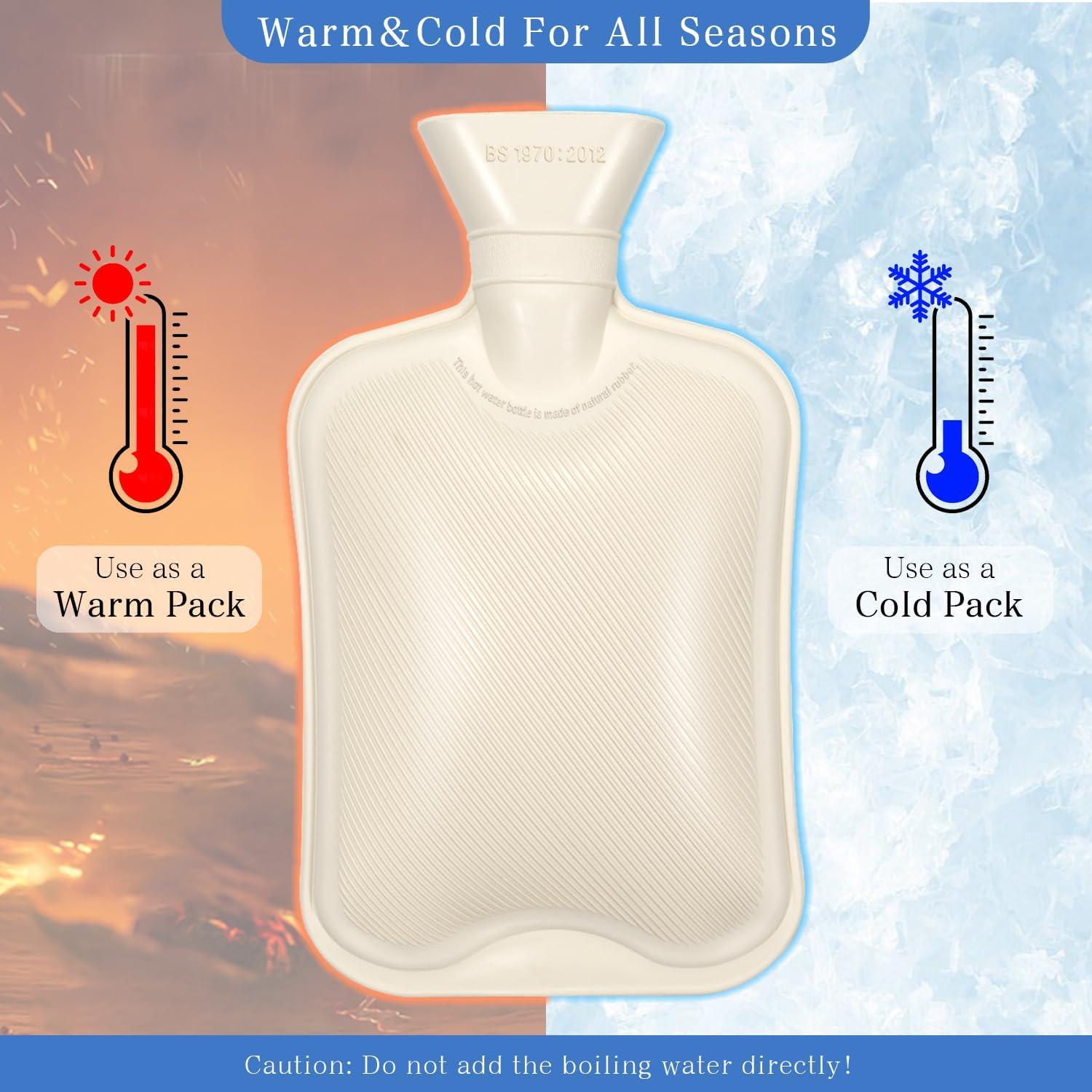 Botella de Agua Caliente 2L con Funda de Felpa Azul y Máscara