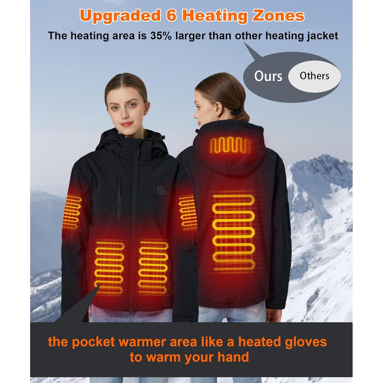 Chaqueta Térmica Brimekey para Mujeres 12000mAh Impermeable