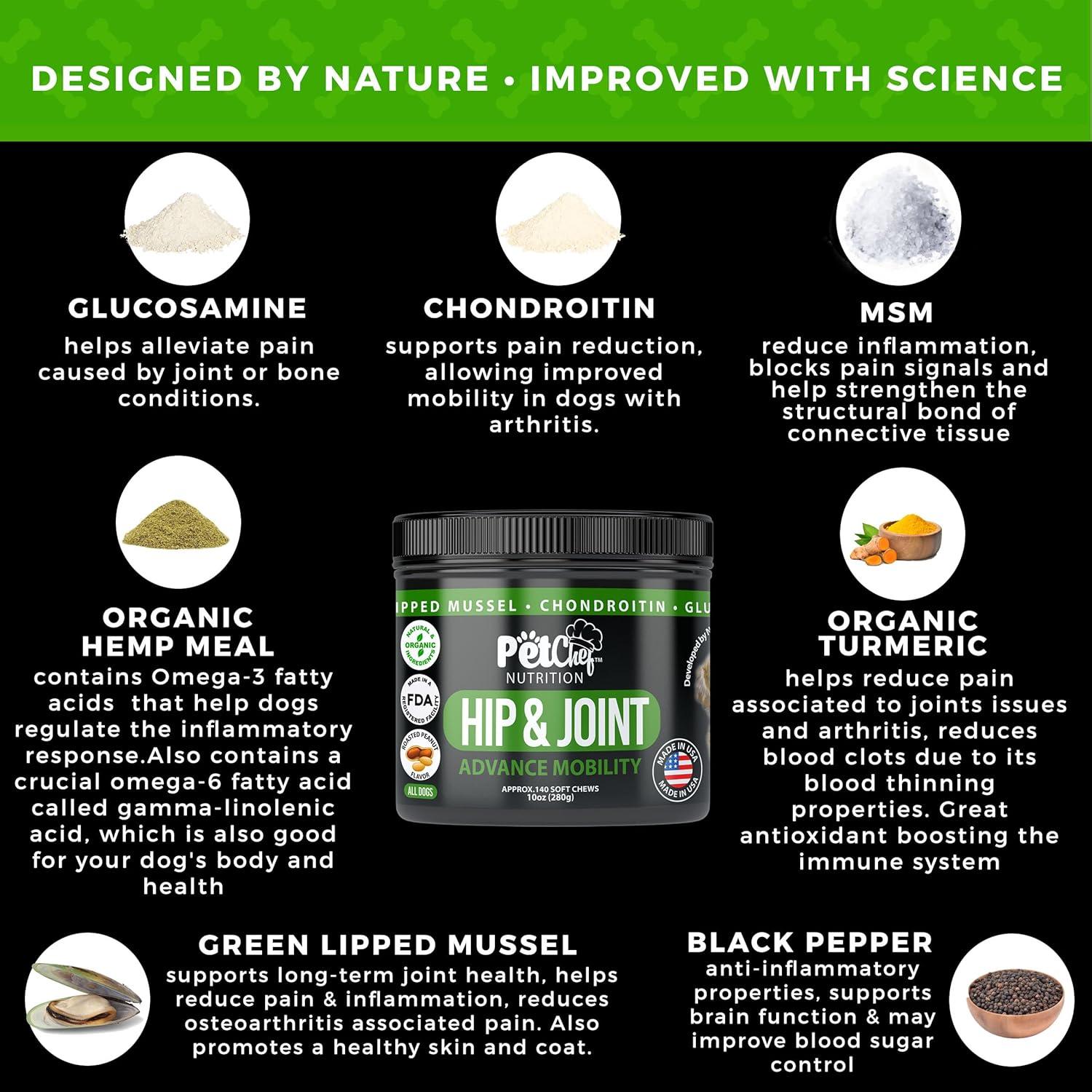 Suplemento Articular para Perros Grandes Pet Chef - Glucosamina, Condroitina, Cúrcuma