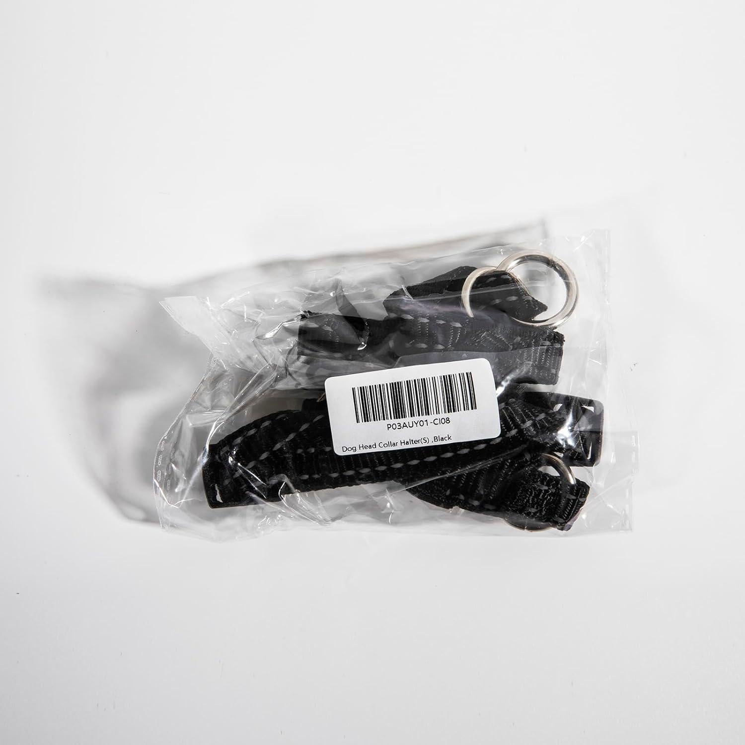 Pawaboo Dog Muzzle, Head Halter Collar for Dog, Pet Nylon Reflective Adjustable Loop Anti-Biting Barking Control Easy Fit Dogs Stops Dogs Pulling Head Leash, Small Size, Black