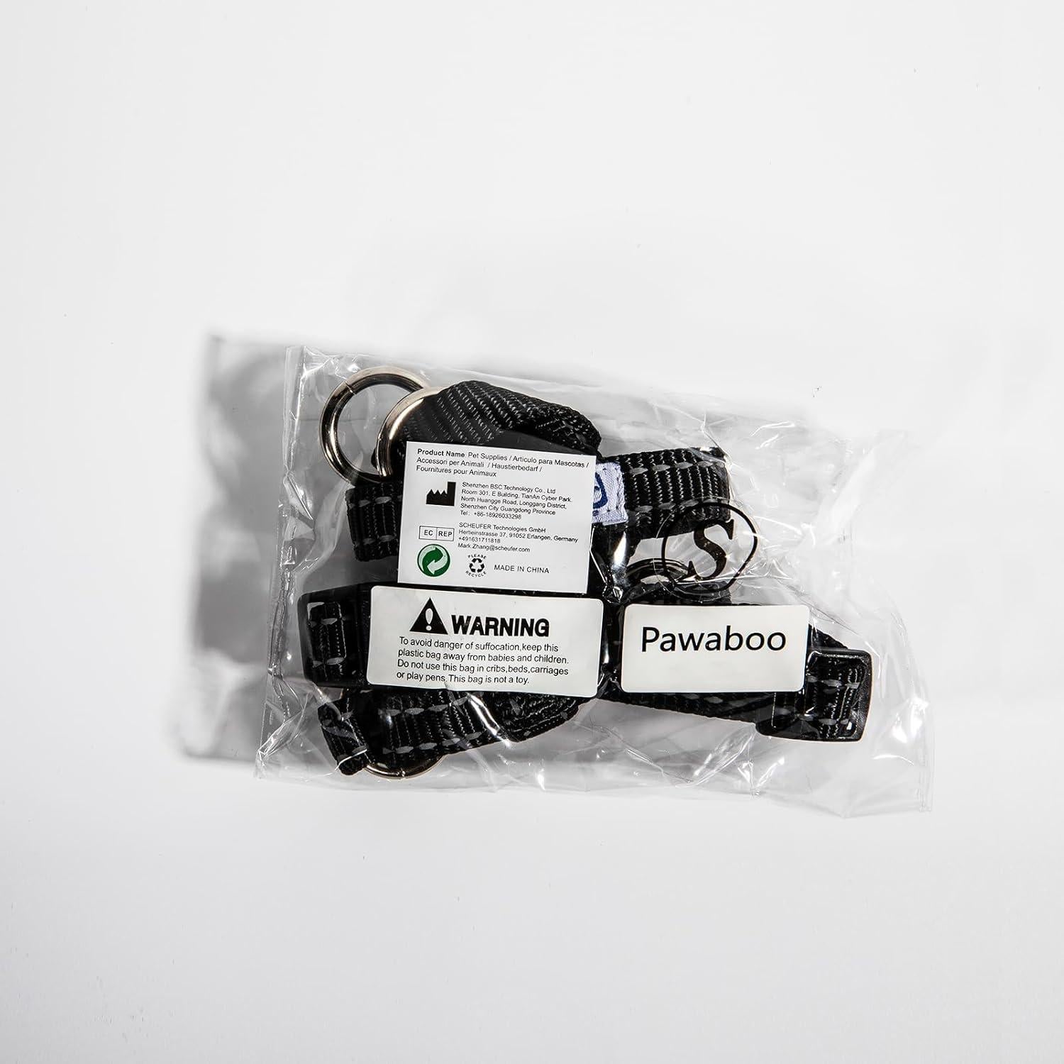 Pawaboo Dog Muzzle, Head Halter Collar for Dog, Pet Nylon Reflective Adjustable Loop Anti-Biting Barking Control Easy Fit Dogs Stops Dogs Pulling Head Leash, Small Size, Black