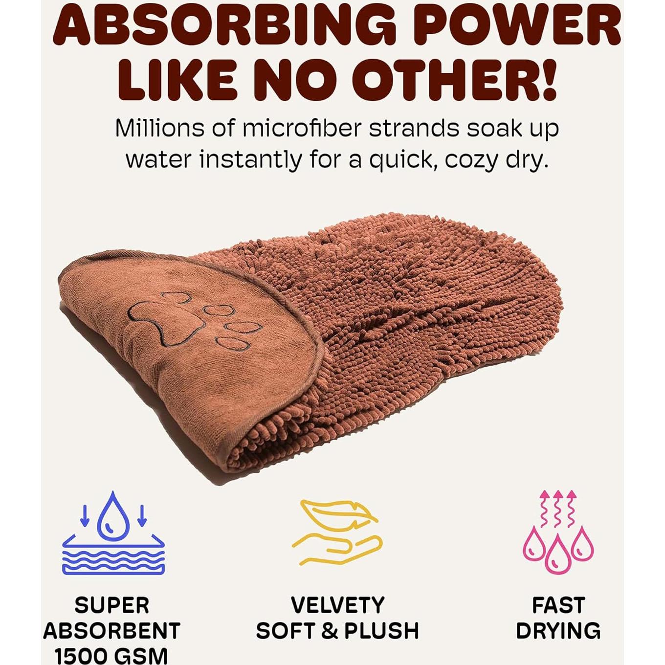 Toalla de Secado Rápido Dog Gone Smart Shammy 33x79cm Marrón