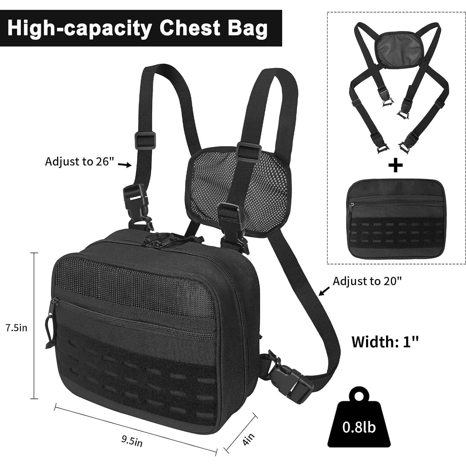 Bolsa de Pecho Táctica SUNRISING Modular 24x19 cm Negro