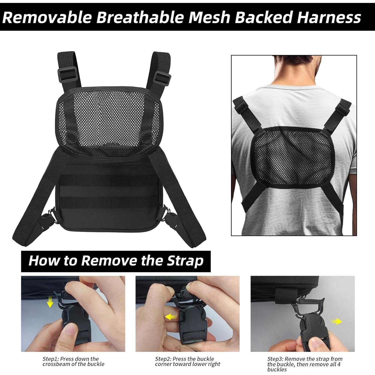 Bolsa de Pecho Táctica SUNRISING Modular 24x19 cm Negro