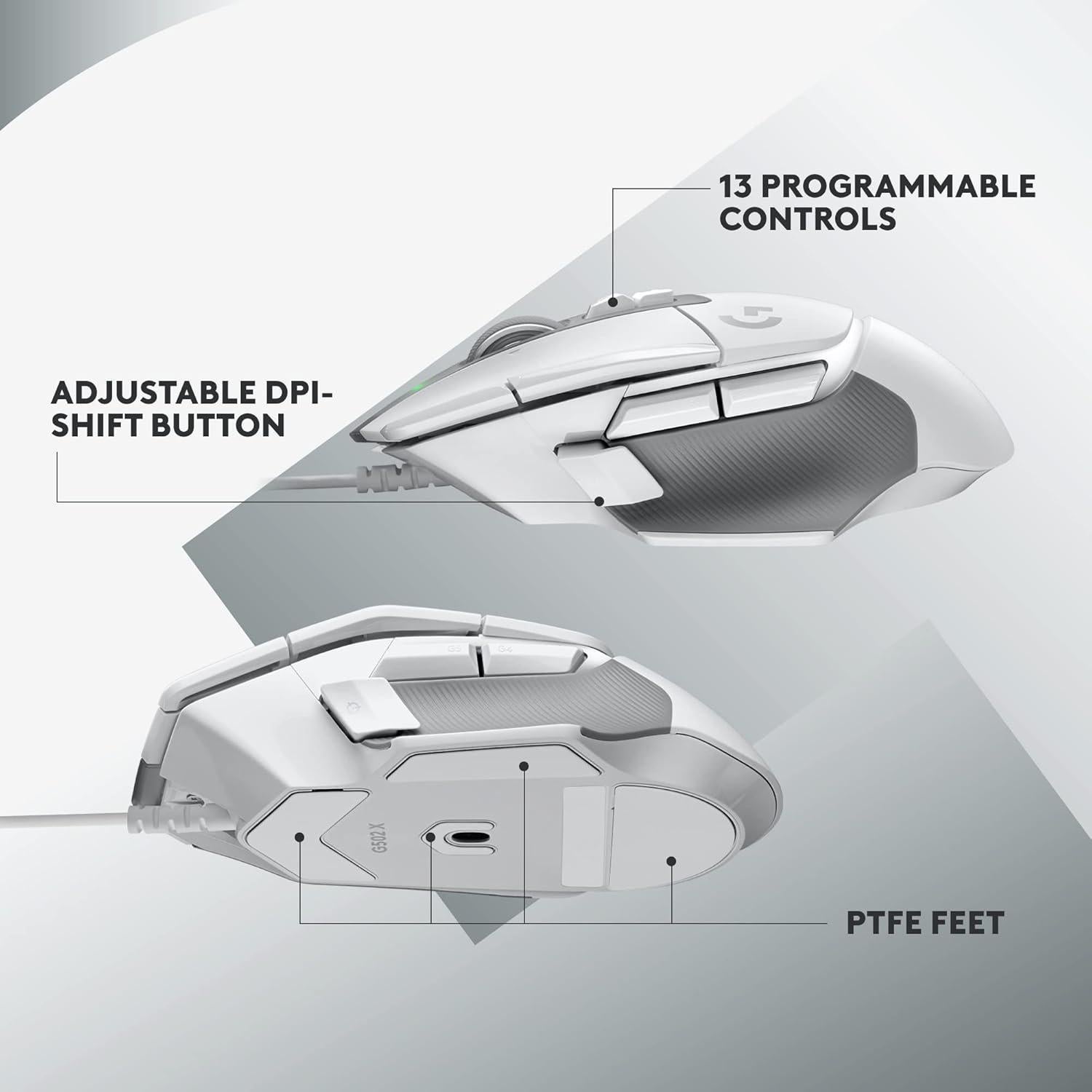 Ratón Gaming Logitech G502 X Con Cable - Sensor HERO 25K Blanco