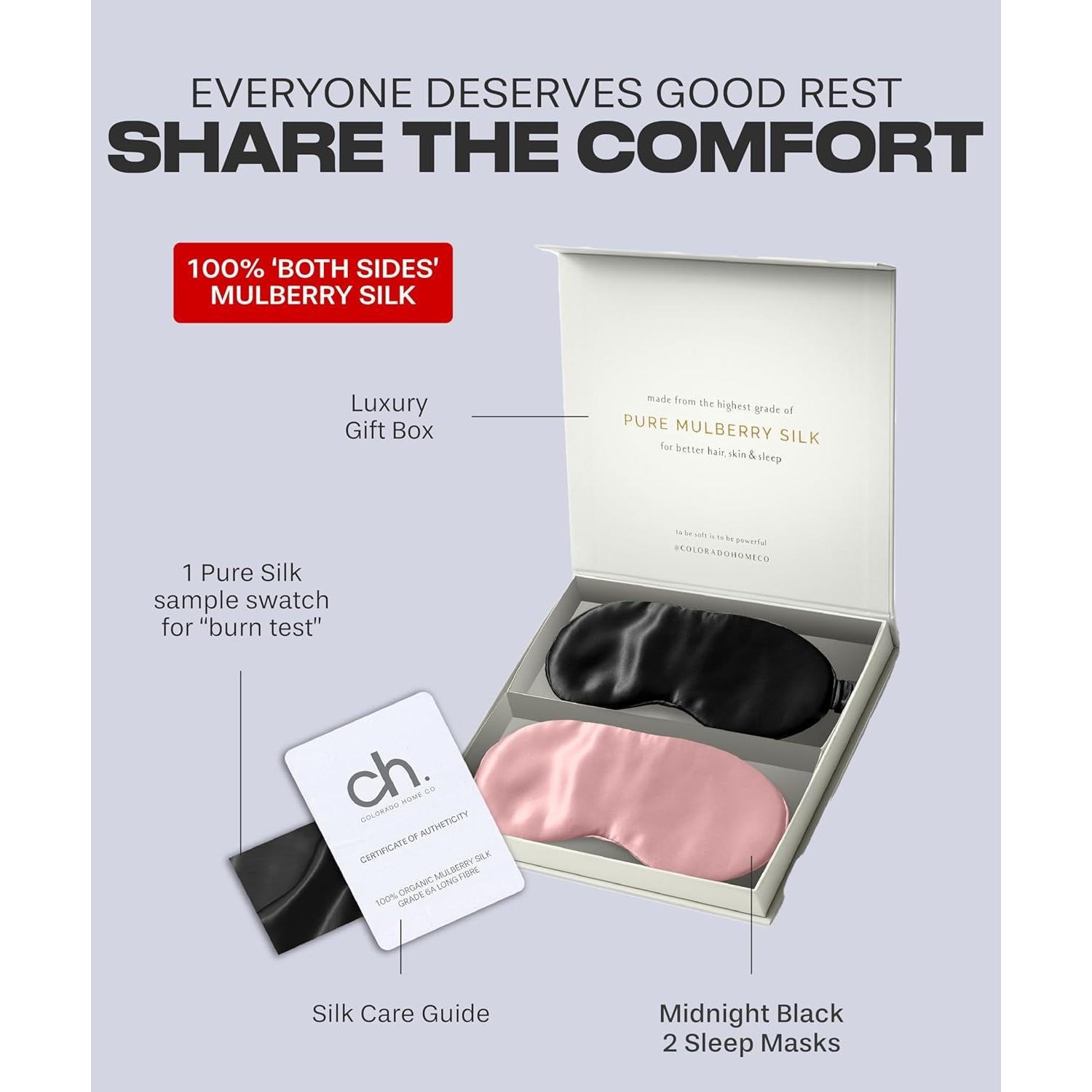 Máscara de Sueño de Seda Colorado Home Co - Paquete de 2