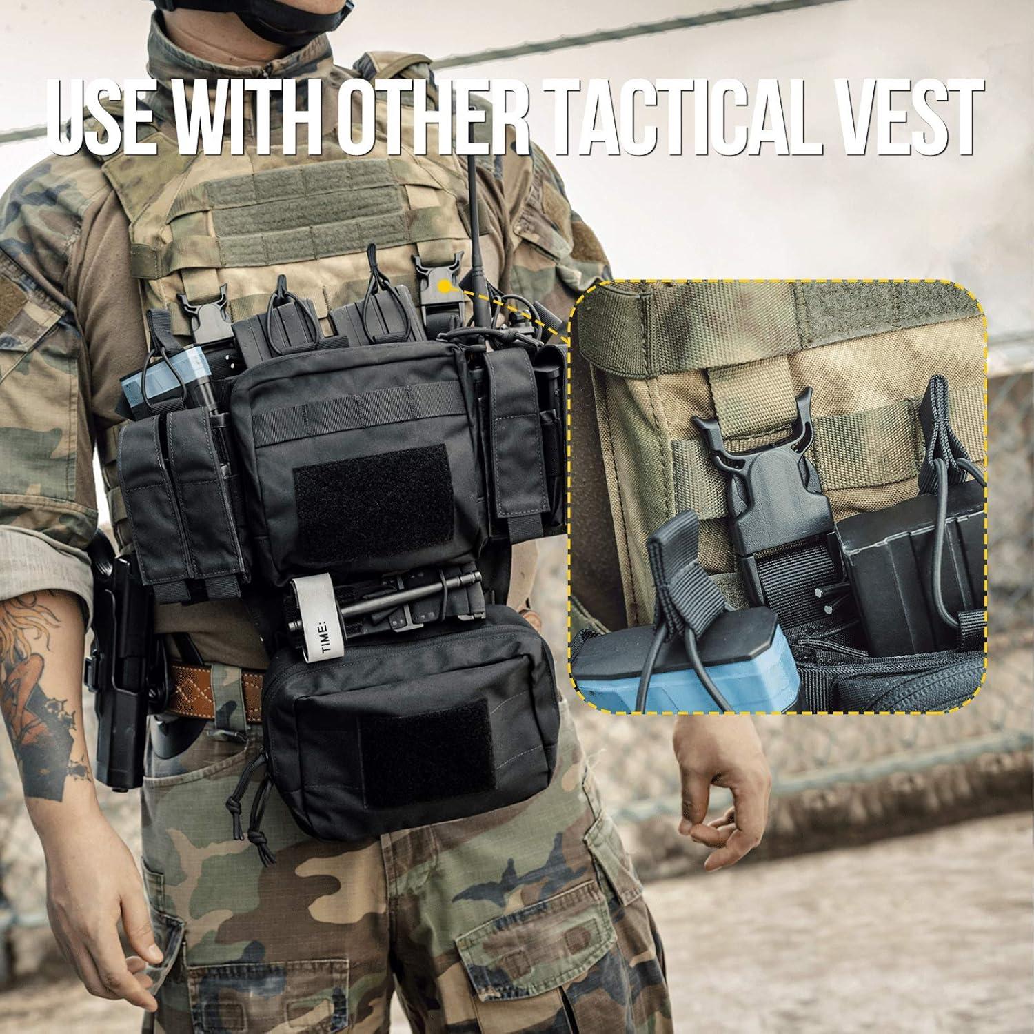 Chaleco Táctico VISMIX Ajustable Nylon 4 Bolsas Mag Negro