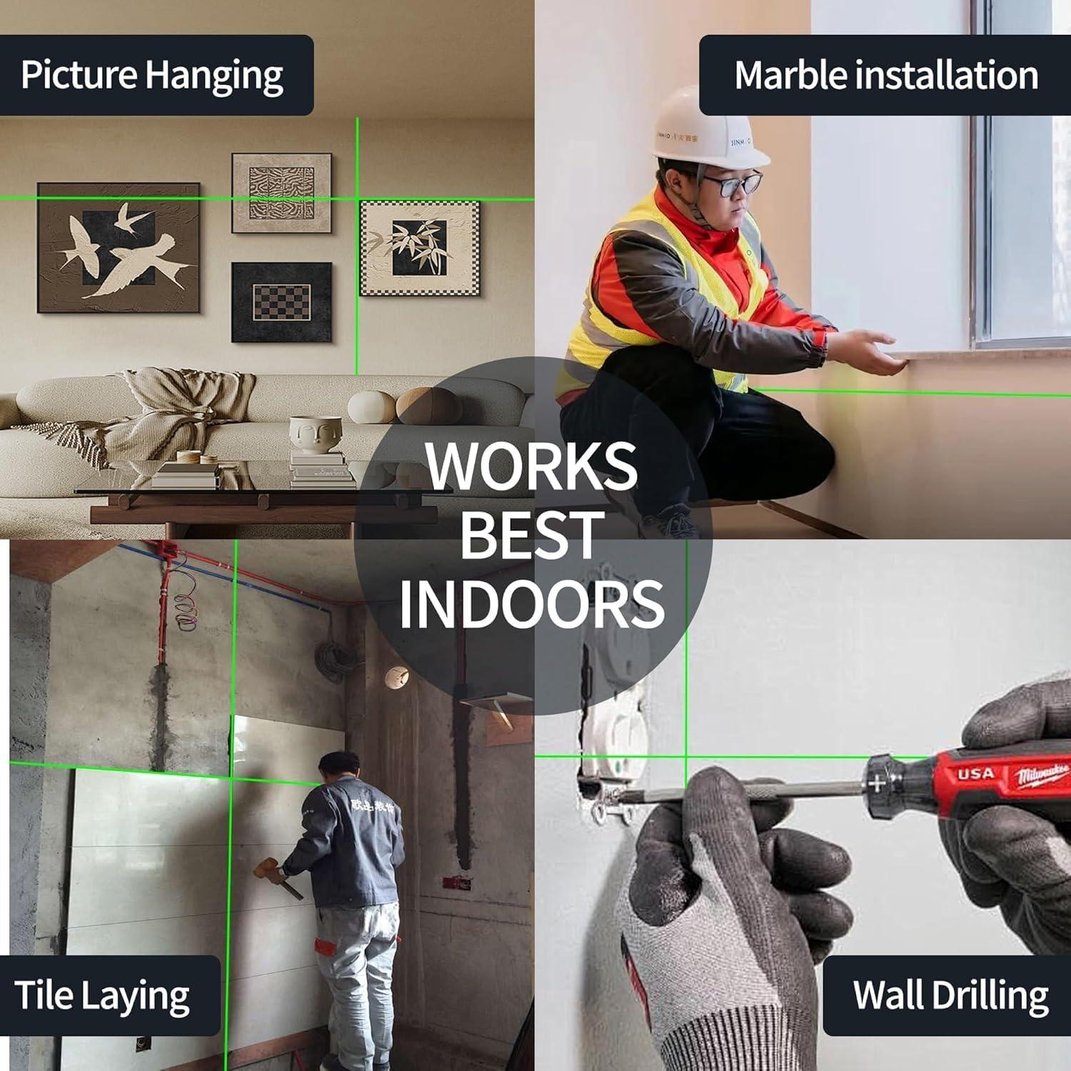 Nivel láser 360° LPYBP GN-2SET con trípode y batería recargable