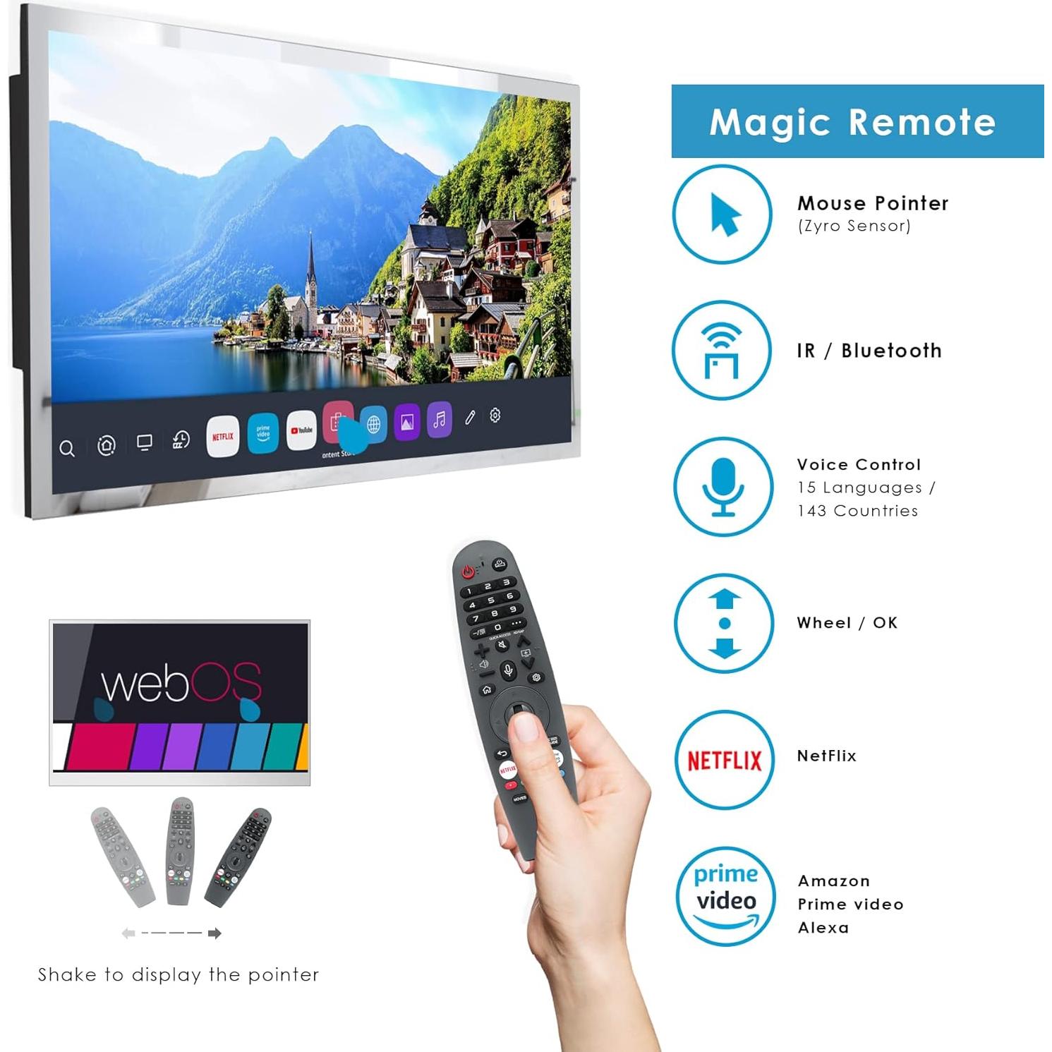 Televisor Espejo Inteligente Soulaca 22" IP65 webOS Wi-Fi Bluetooth