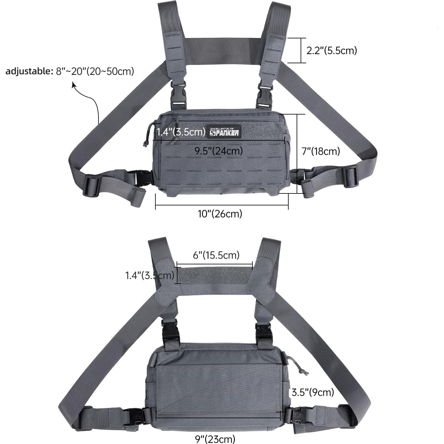 Mochila Táctica de Pecho EXCELENTE ELITE SPANKER Gris EDC