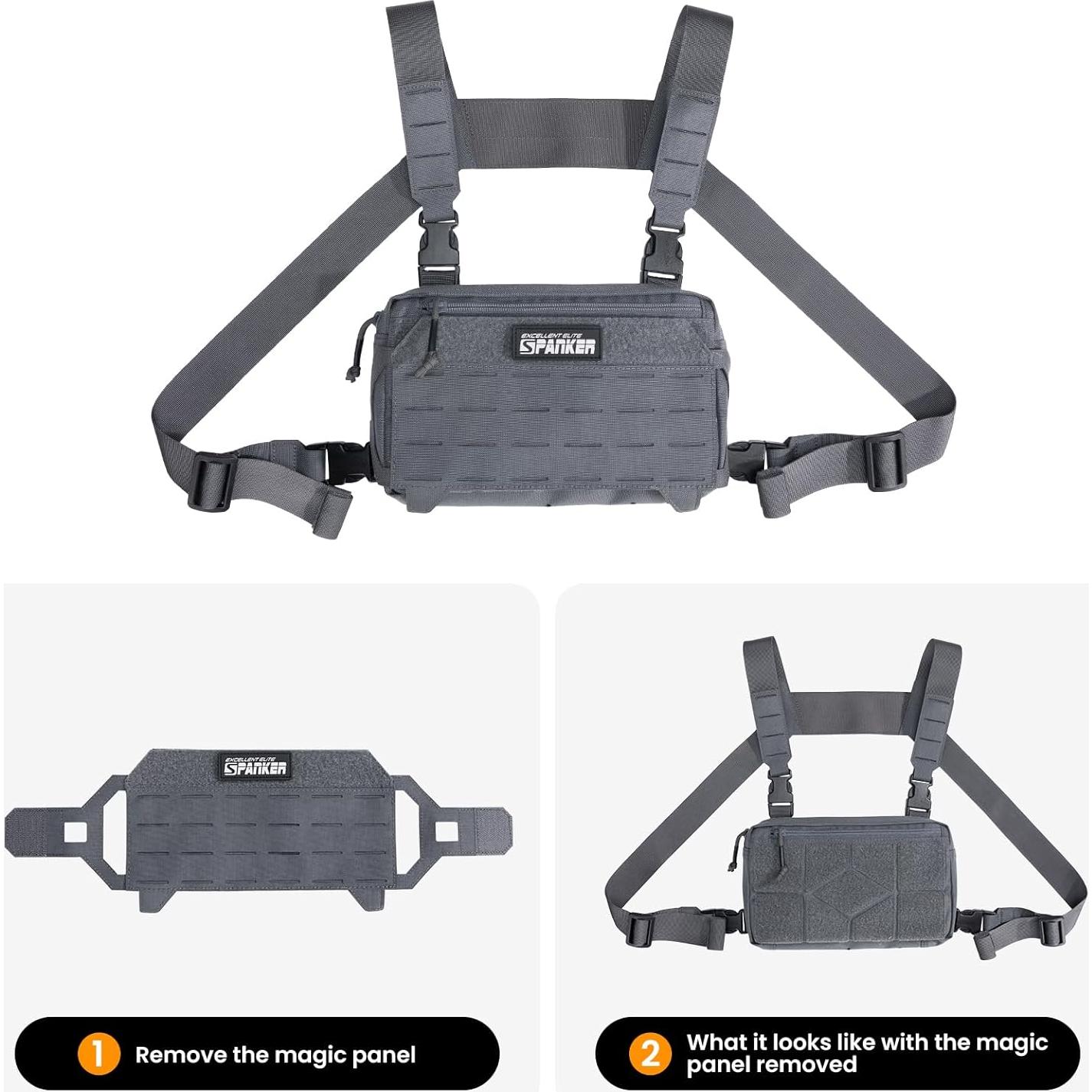 Mochila Táctica de Pecho EXCELENTE ELITE SPANKER Gris EDC