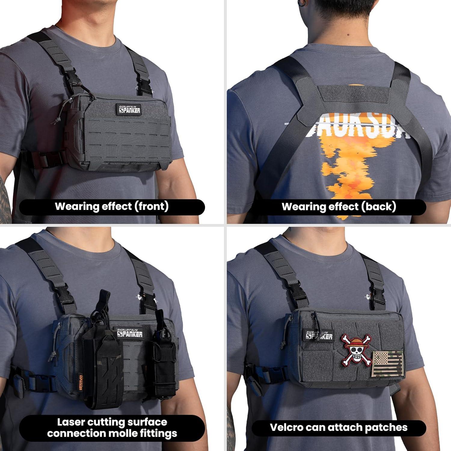 Mochila Táctica de Pecho EXCELENTE ELITE SPANKER Gris EDC