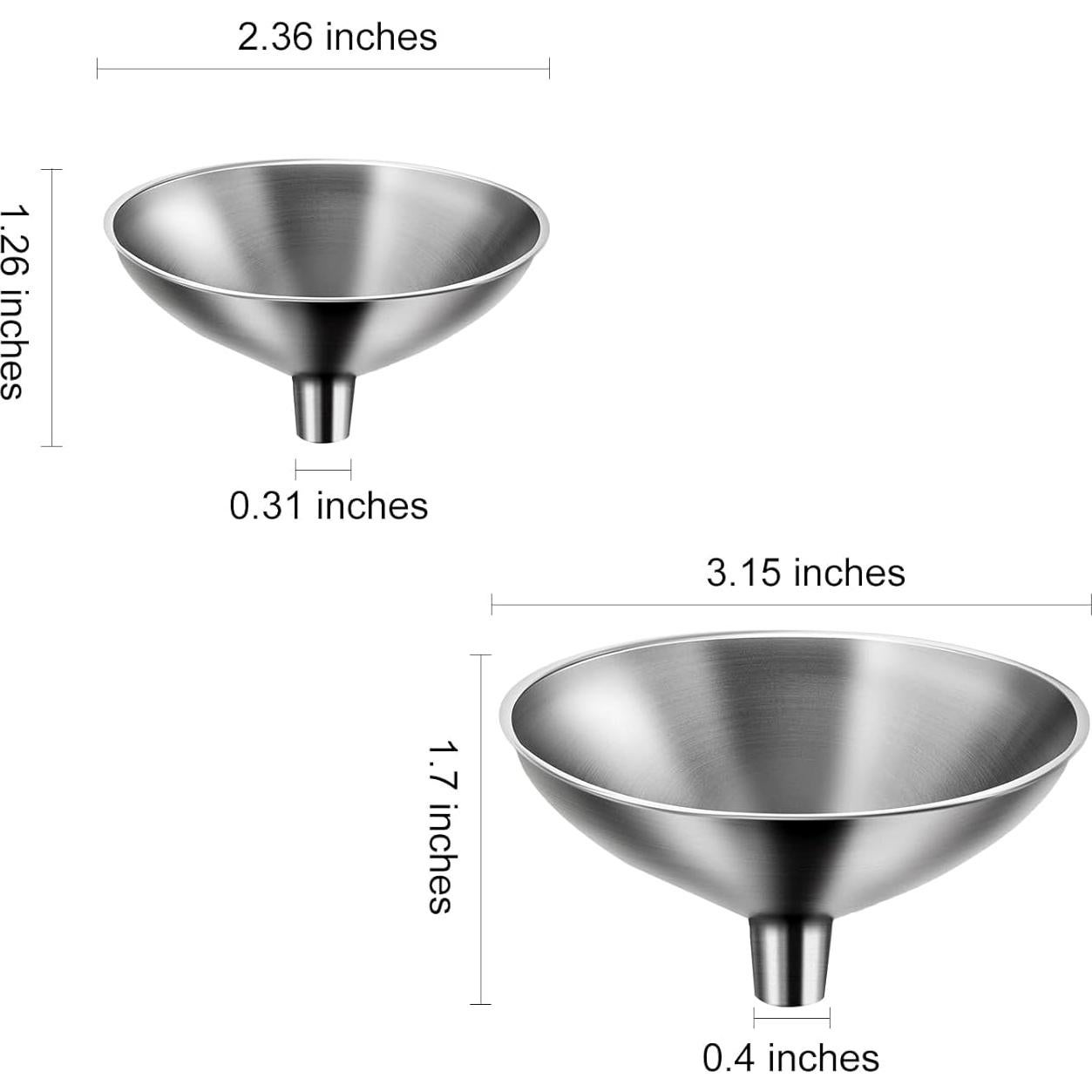 Juego de 2 embudos mini de acero inoxidable para cocina